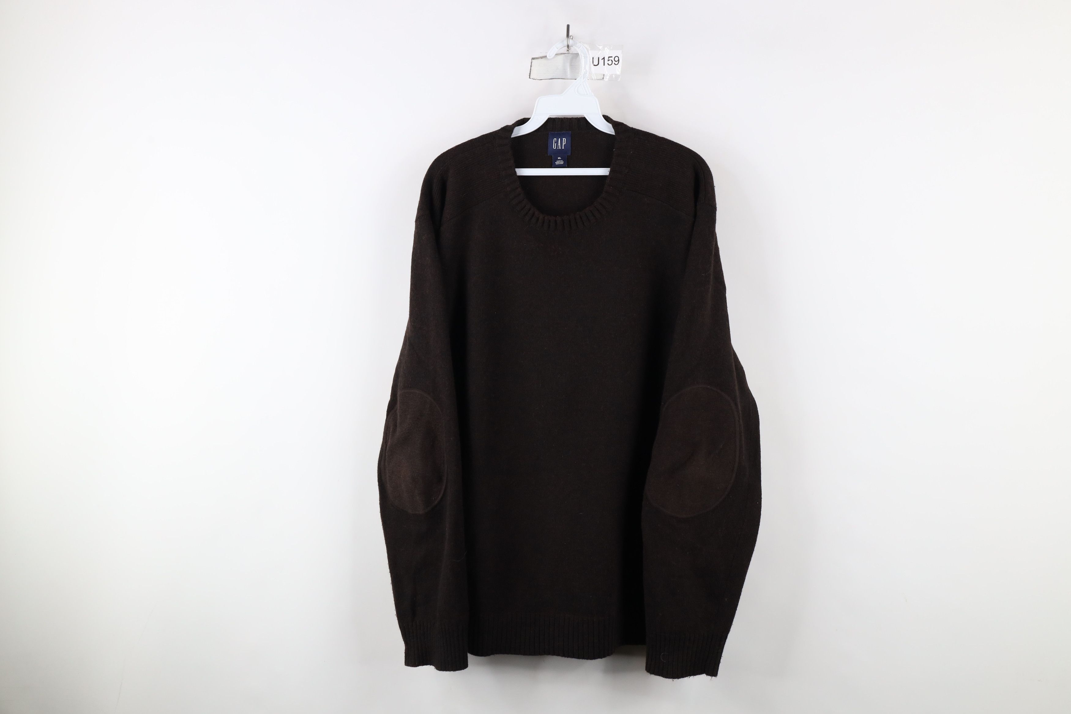 Gap × Vintage Vintage Y2K Gap Elbow Patch Knit Crewneck Sweater Brown Size US XL / EU 56 / 4 - 1 Thumbnail