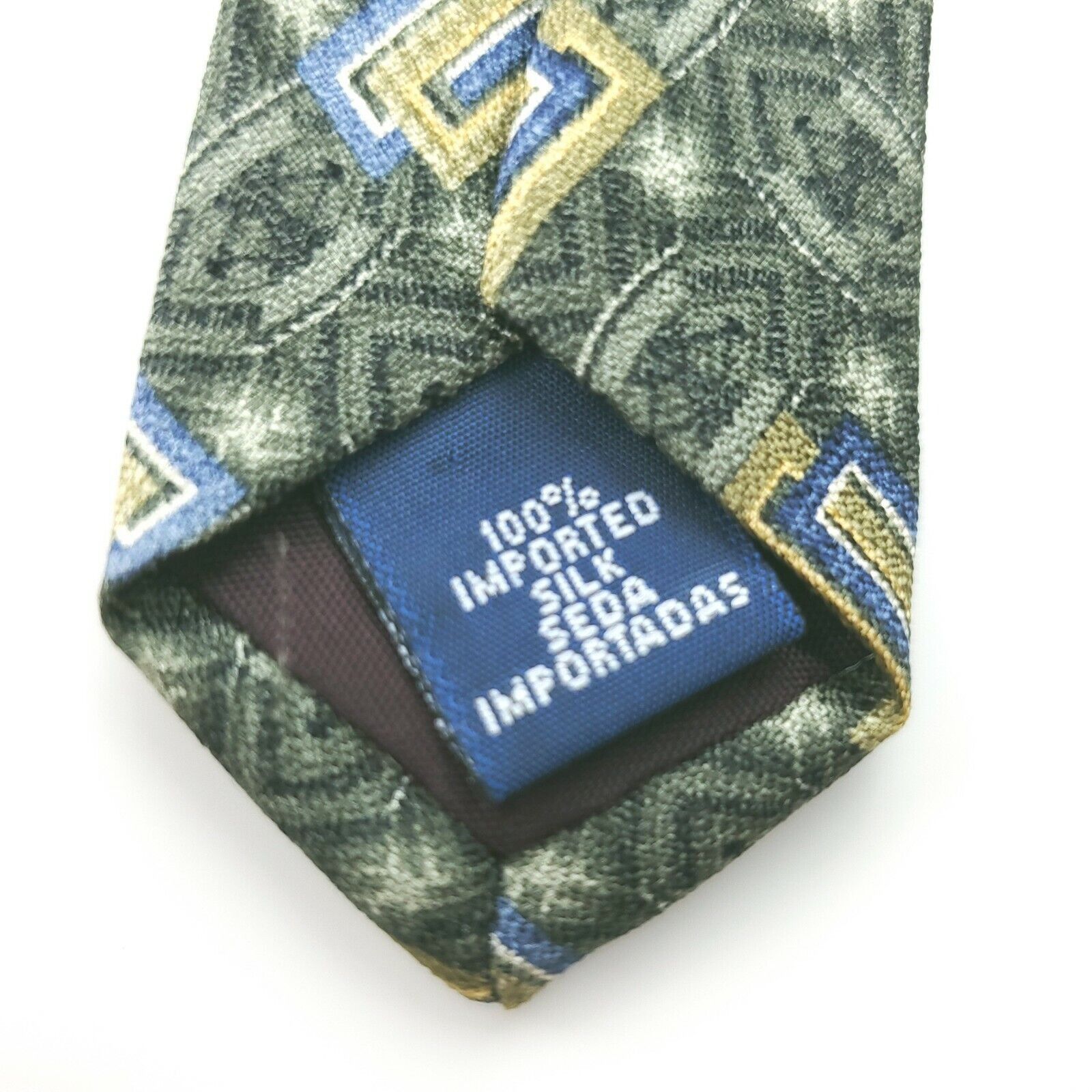 Henry Grethel Henry Grethel Green Abstract Silk Tie Short Print Size ONE SIZE - 4 Thumbnail