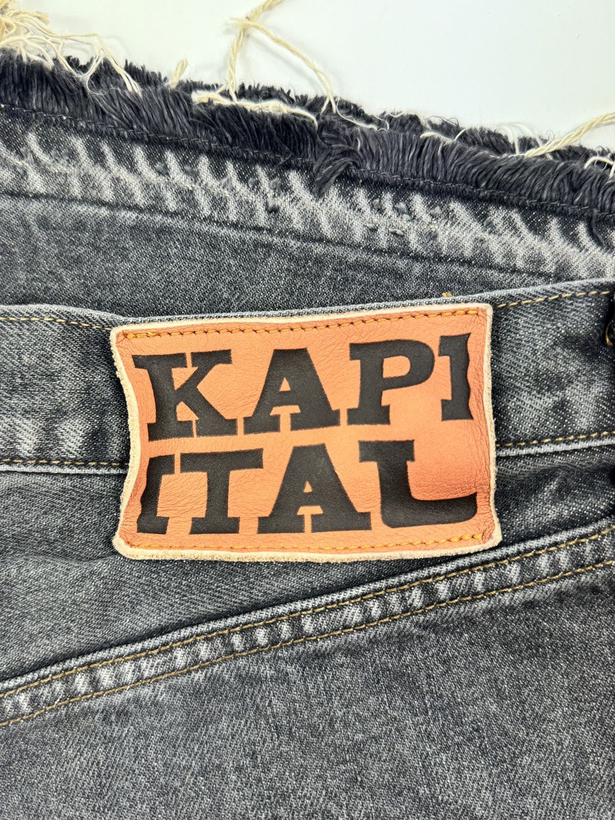 Kapital Bone X-ray embroidered 3 quarter denim shorts Size US 38 / EU 54 - 3 Thumbnail