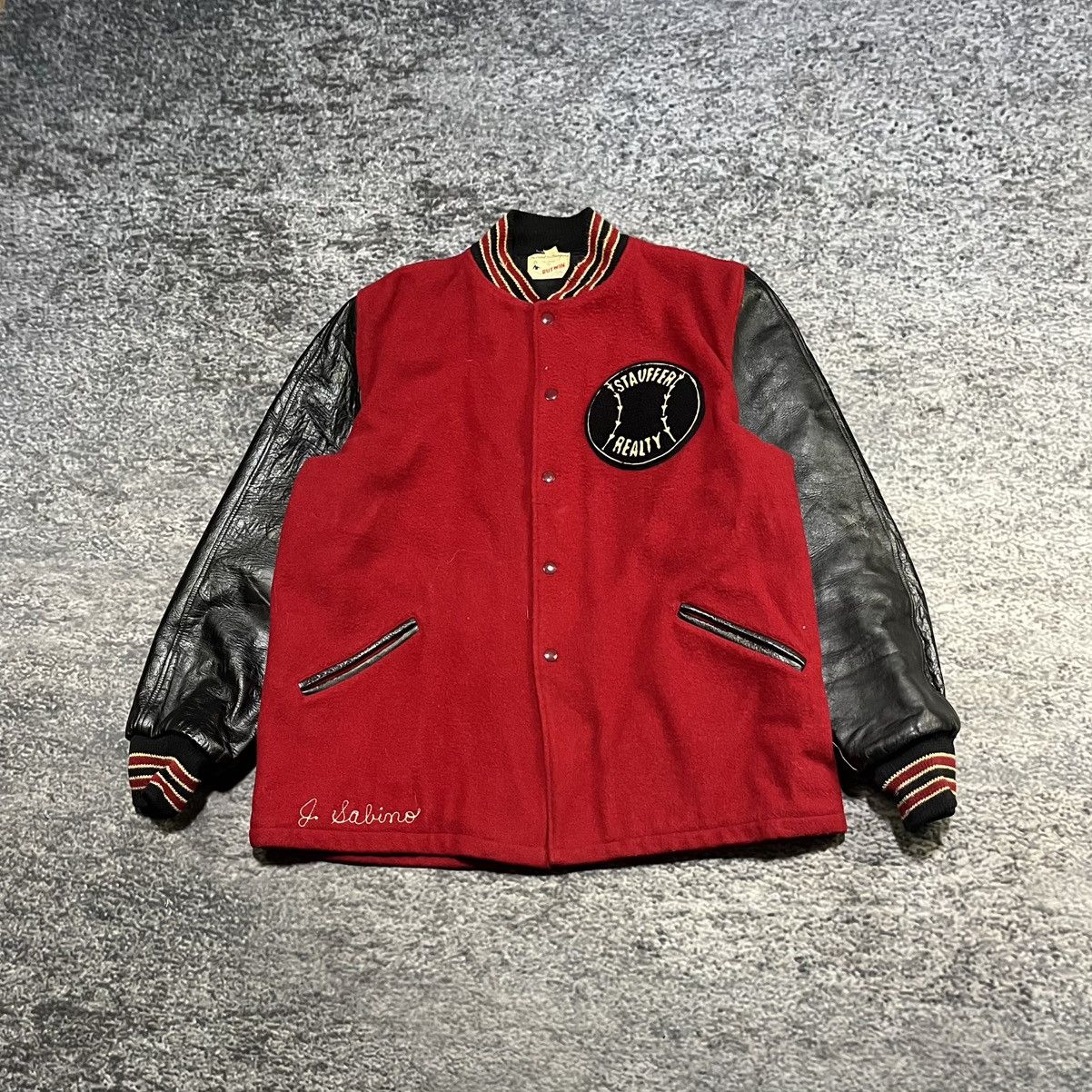 Vintage Vintage 1960s Stauffers Reality Wool Leather Varsity Jacket Size US L / EU 52-54 / 3 - 1 Thumbnail