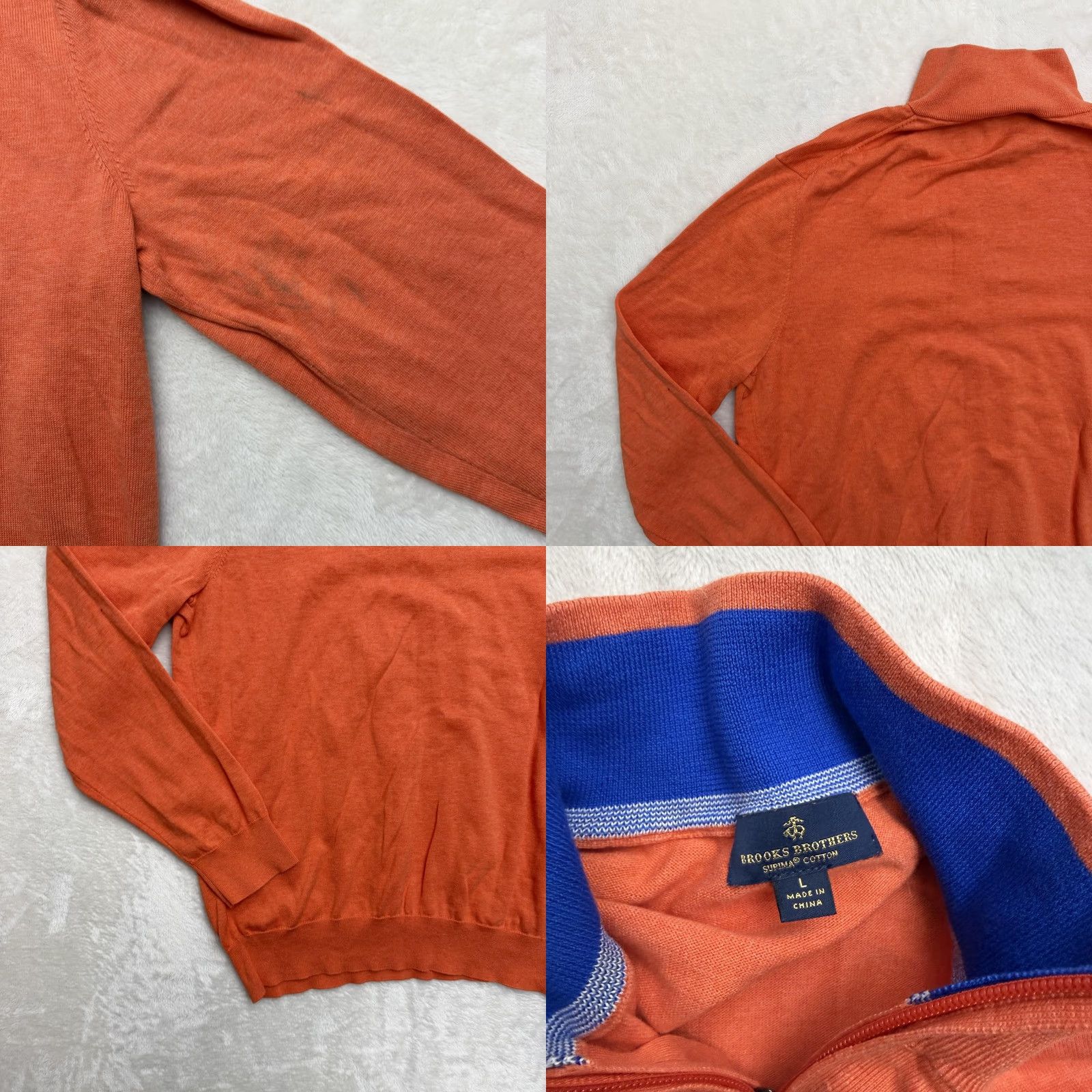 Brooks Brothers Brooks Brothers Quarter Zip Sweater Mens Large Orange Supima Cotton Mock Neck Pullover Knit Zipper Solid 1/4 Zip Size US L / EU 52-54 / 3 - 9 Thumbnail
