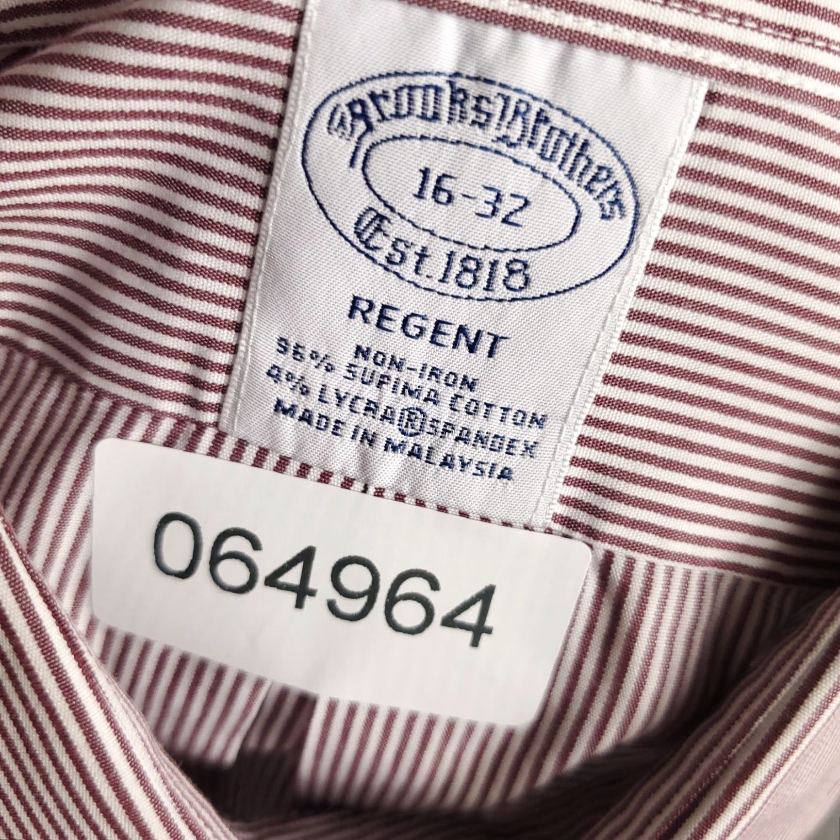 Brooks Brothers Brooks Brothers Shirt Mens 16 Burgundy Stripe Regent Dress Button Up Long Sleeve Size 42R - 7 Thumbnail