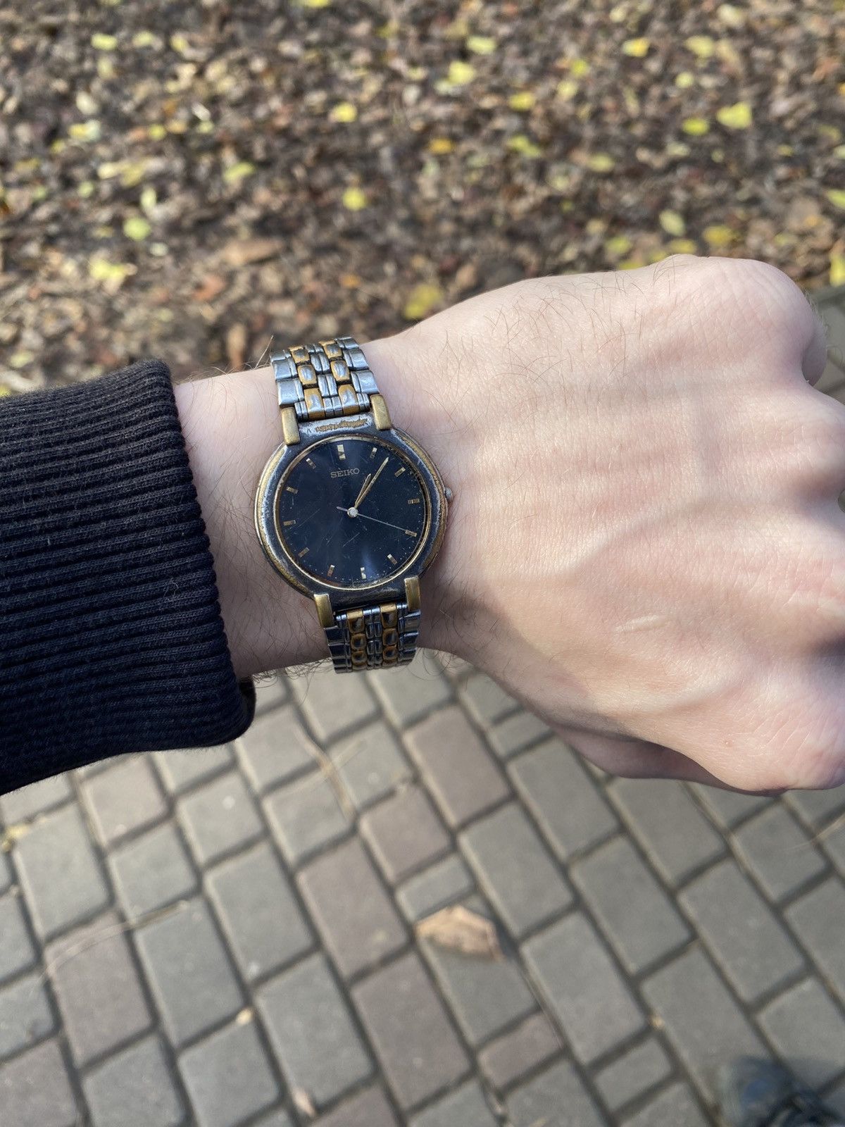 VINTAGE SEIKO 7N01 Rare 90s Y2K Avant-Garde Two-Tone