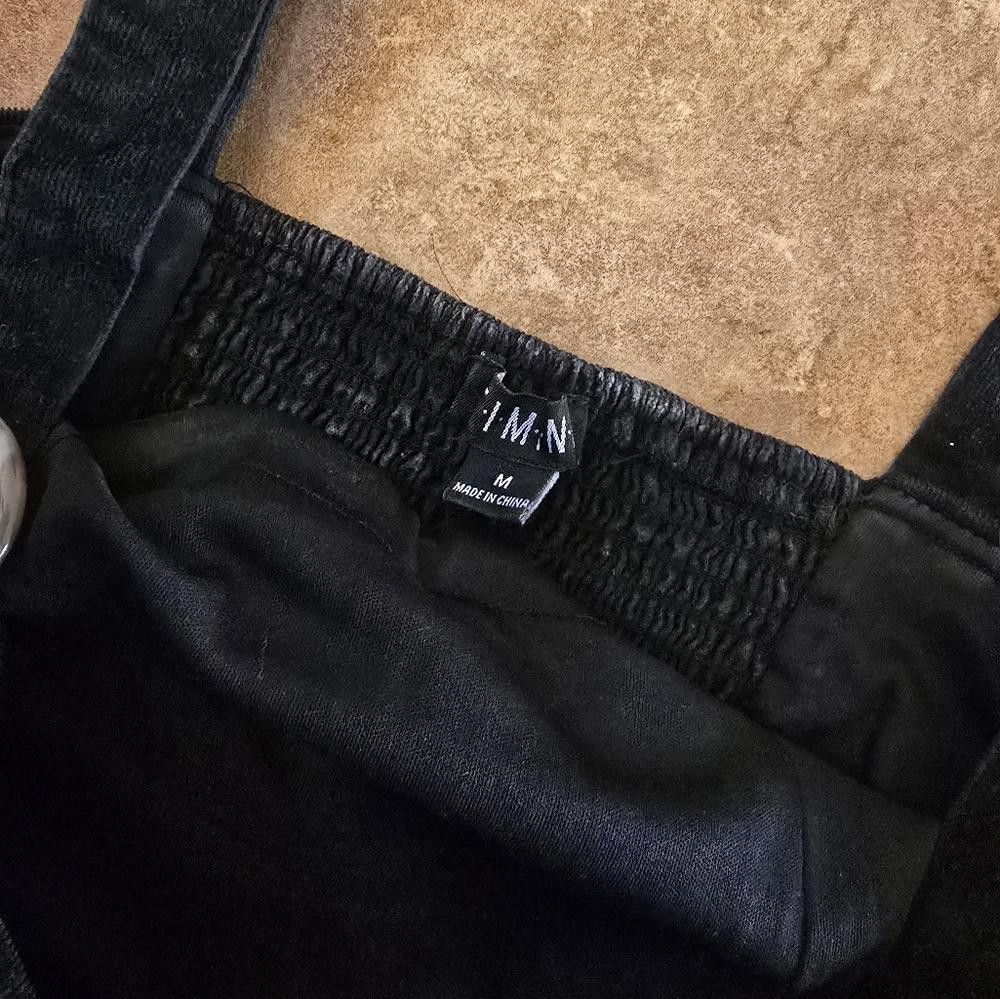 Designer Black Corduroy Cropped Timing Tank Size M / US 6-8 / IT 42-44 - 3 Thumbnail