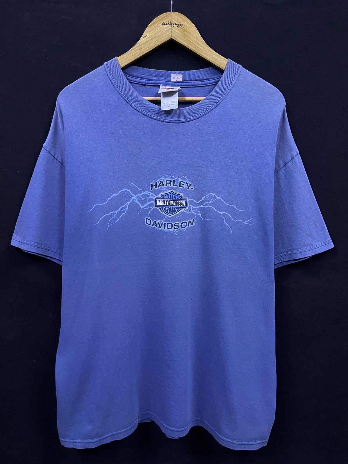 Harley Davidson RARE ! VINTAGE Y2K HARLEY DAVIDSON BLUE LIGHTNING TSHIRT Size US XL / EU 56 / 4 - 1 Thumbnail