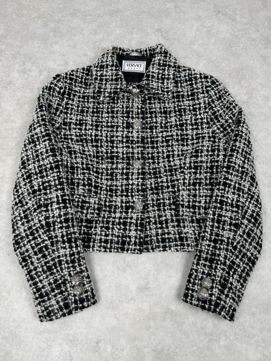 Versace Versace Black & White Tweed Classy Jacket Size S / US 4 / IT 40 - 3 Thumbnail