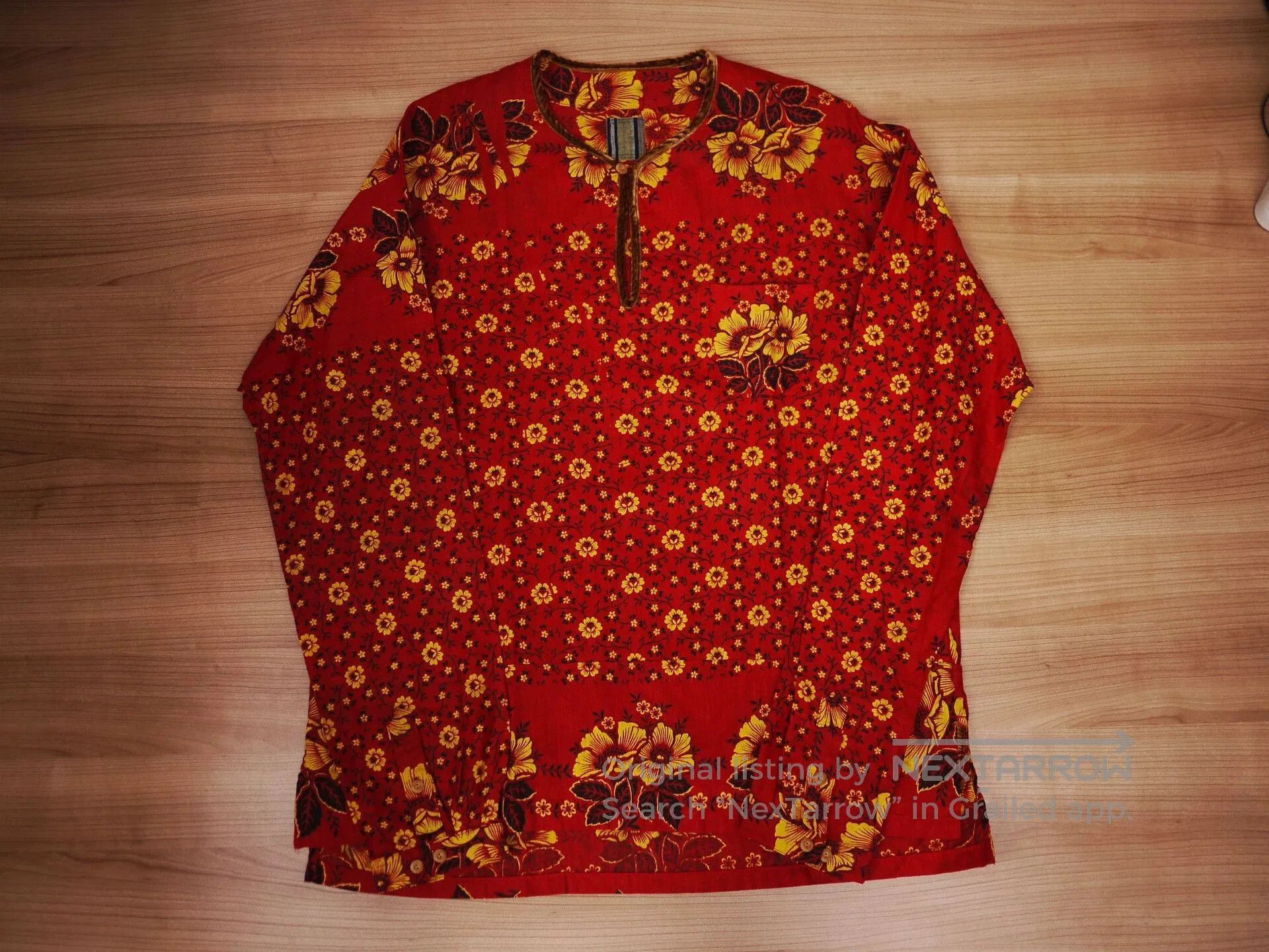 Visvim Red Floral Print Long-Sleeve Shirt. Size US XL / EU 56 / 4 - 1 Thumbnail
