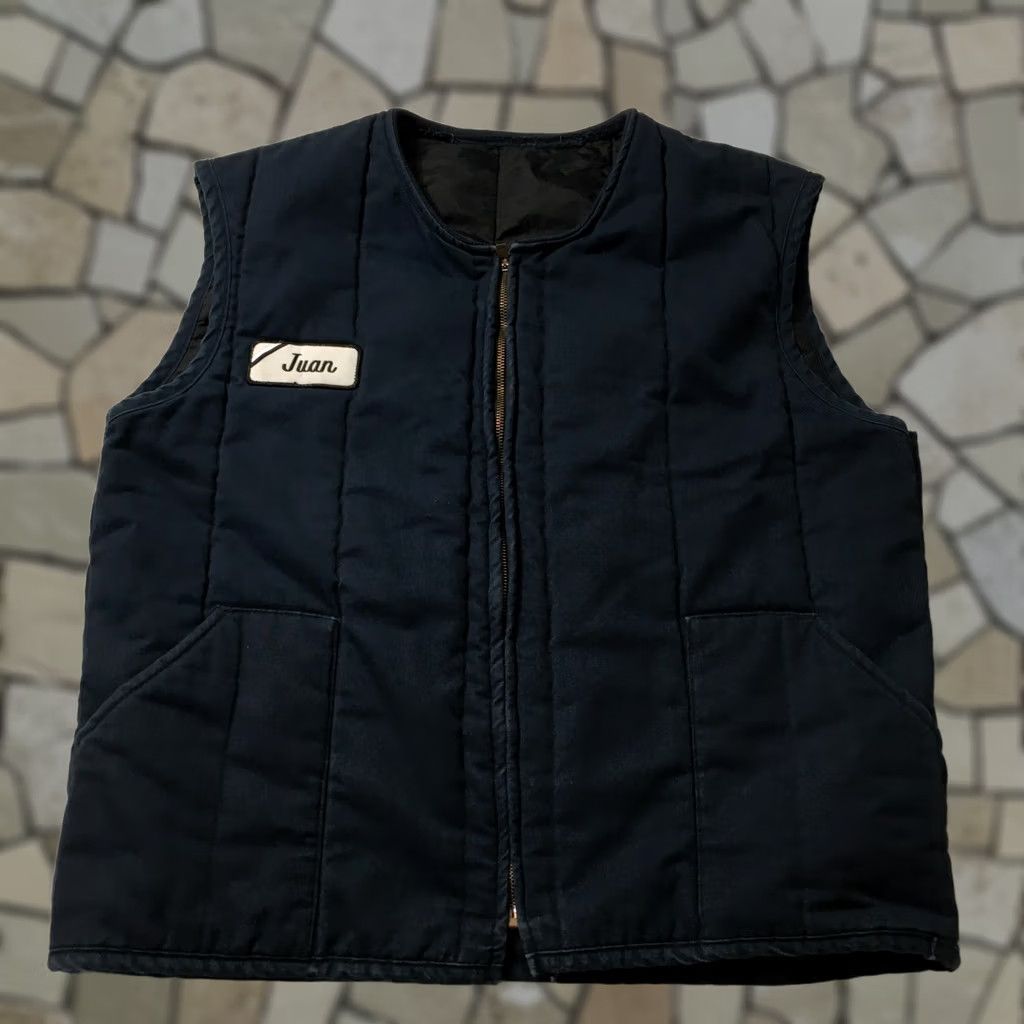 Lee VINTAGE BLUE Vest men’s Large full zip Quilted PATCH JUAN USA 90s Mens Size US XXL / EU 58 / 5 - 1 Thumbnail