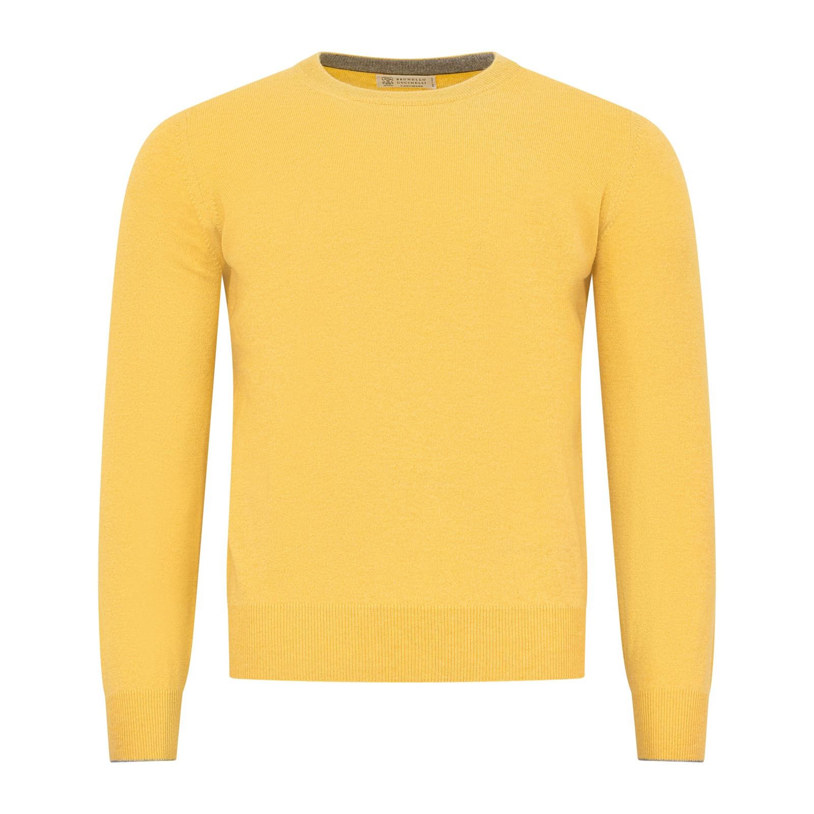 Image of Brunello Cucinelli Mens Crew Neck Yellow Sweater (Size Small)