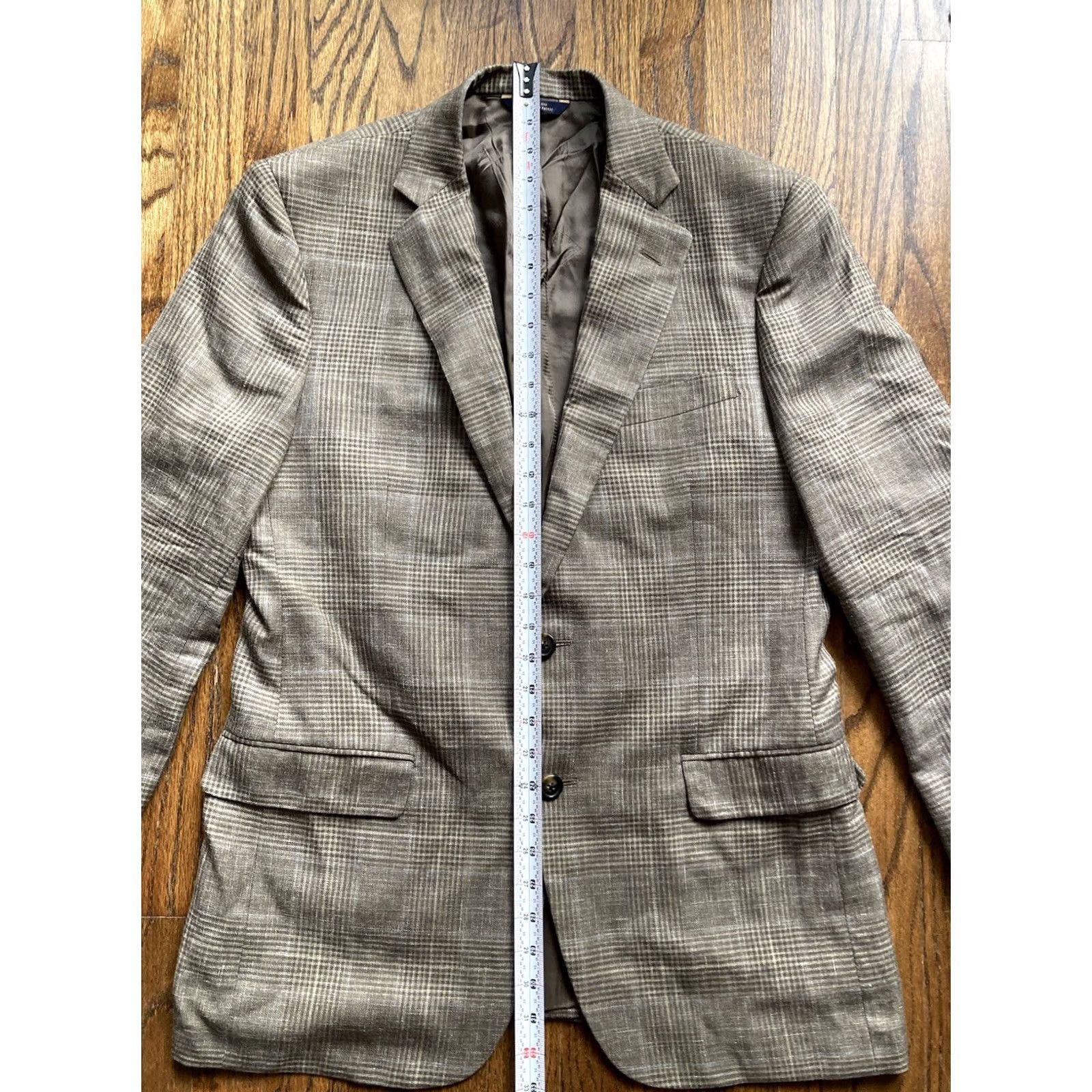 Brooks Brothers Brooks Brothers Blazer Men Size 40 Regular Wool Plaid Brown 1818 Madison Jacket 40R Saxxon Wool Brown Mens Size 40R - 7 Thumbnail
