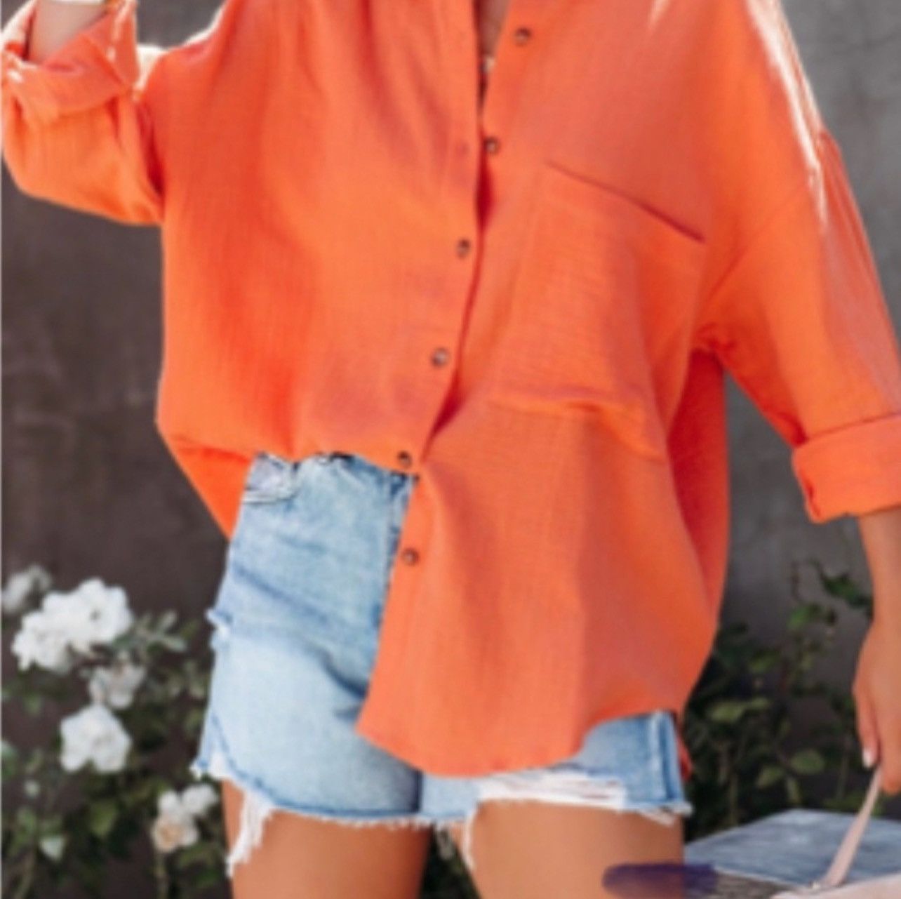 Other NWOT Ladies Orange Button Up Long Sleeve Blouse Shirt sx XL. Size XL / US 12-14 / IT 48-50 - 1 Thumbnail