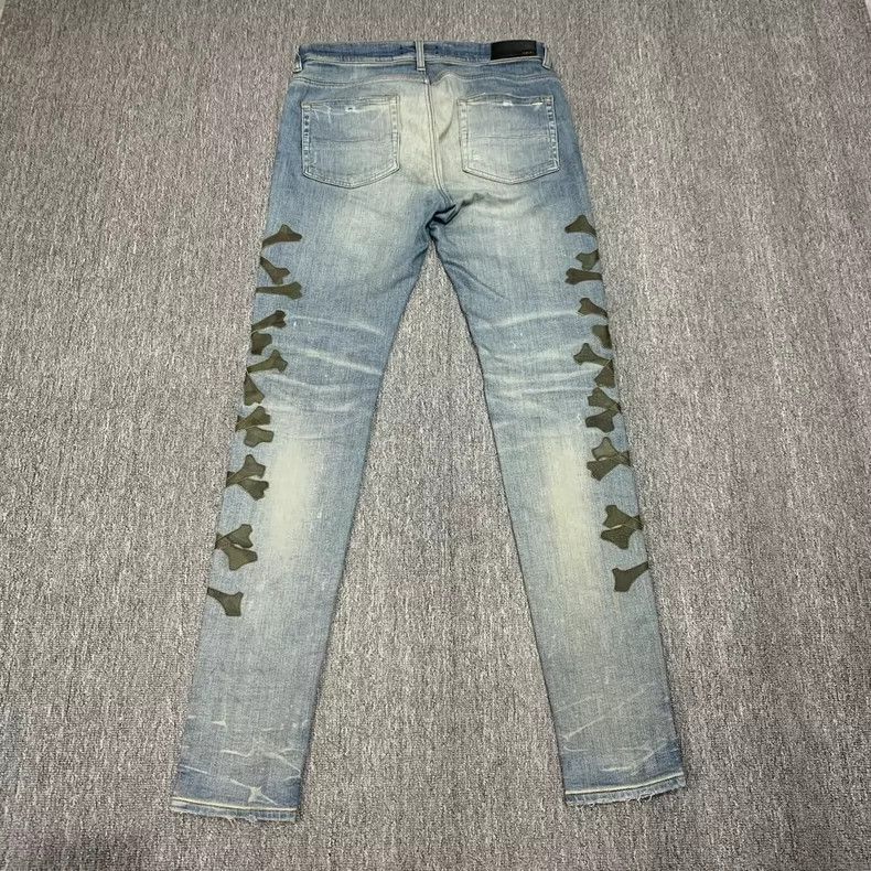Amiri Amiri Blue bone leather jeans 2501-Nextarrow Size US 33 - 2 Thumbnail