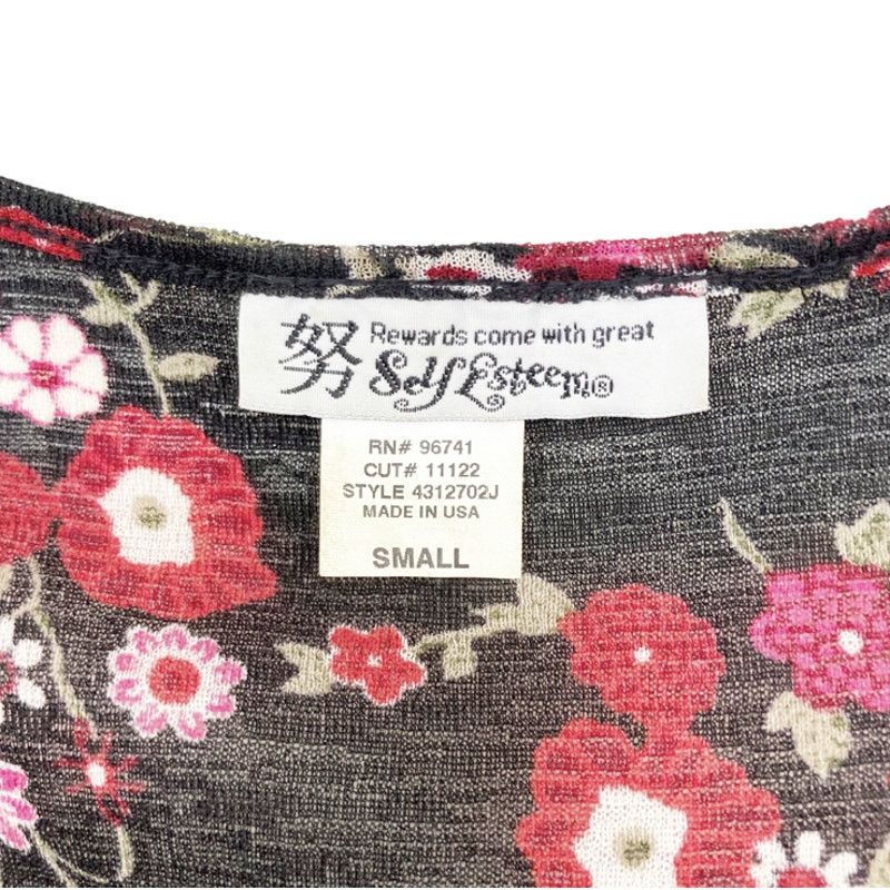 Vintage Vintage 90s Black Semi Sheer Floral Shirt Sz S Size S / US 4 / IT 40 - 2 Thumbnail
