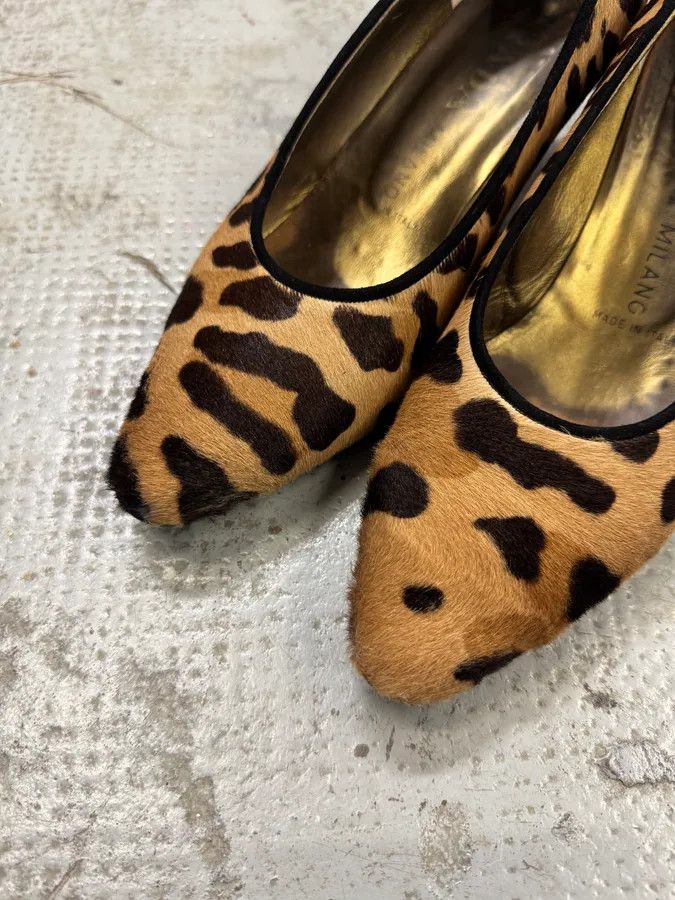 Designer × Prada × Vintage 2000s Prada Pony Hair Leopard Heels Pumps Size US 8 / IT 38 - 5 Thumbnail