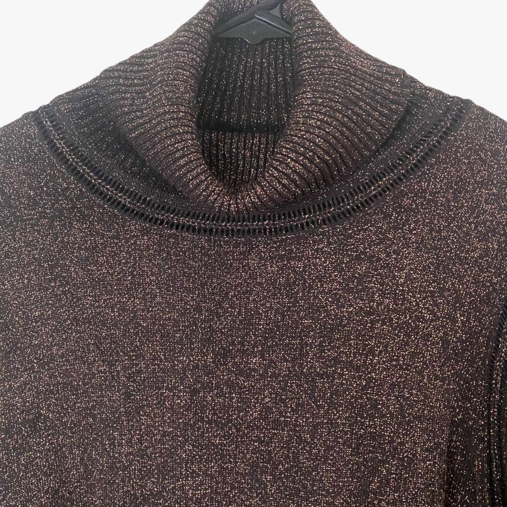 Vintage Kaily K Brown Metallic Thread Turtleneck Sweater Long Sleeve Women’s Large Size L / US 10 / IT 46 - 5 Thumbnail
