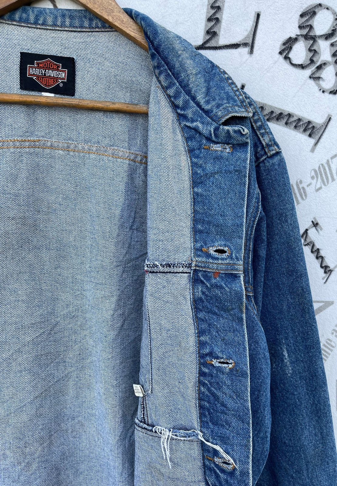 Harley Davidson 🔥Vintage 90's Harley Davidson USA Logo Denim Trucker Jacket Size US L / EU 52-54 / 3 - 20 Thumbnail