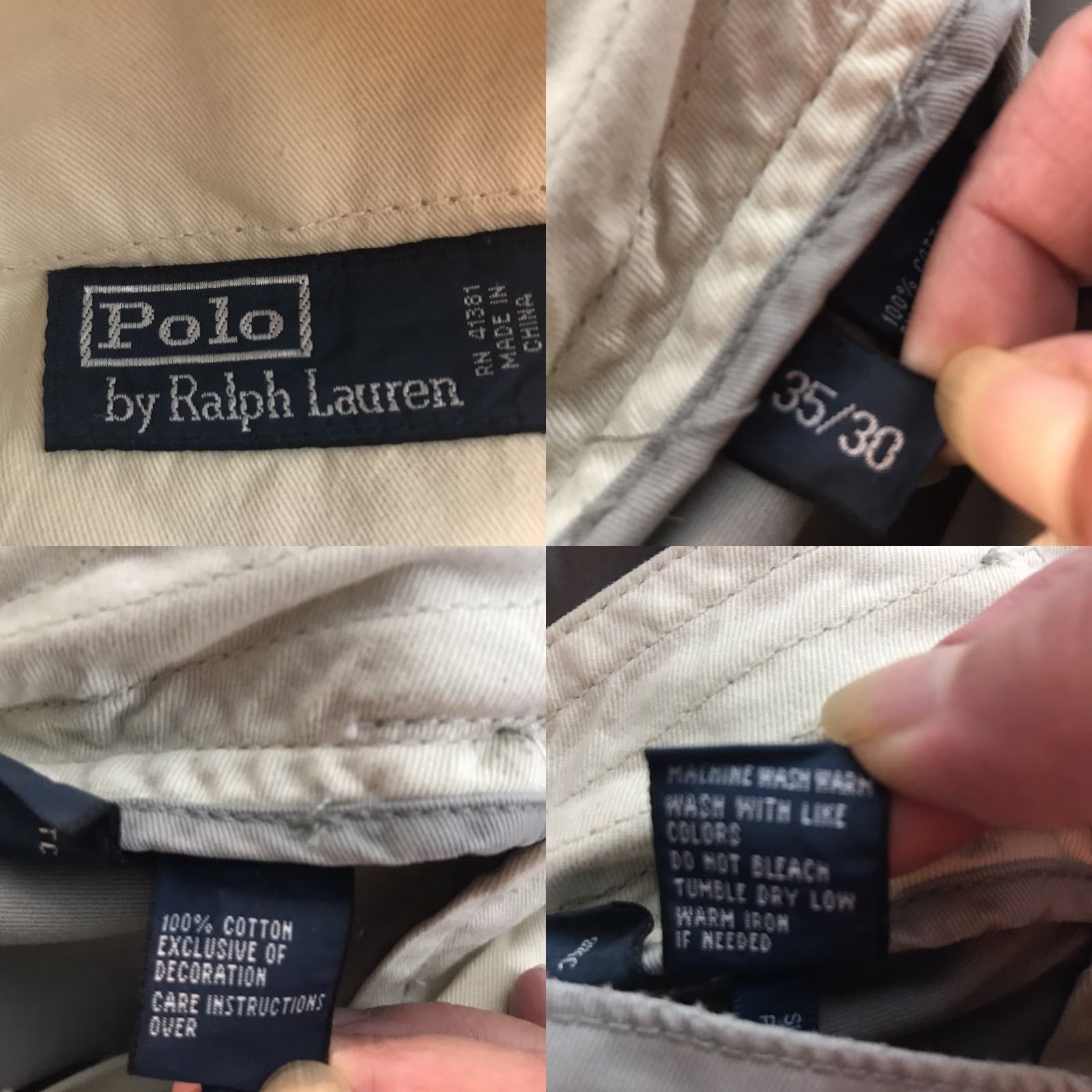 Polo Ralph Lauren VINTAGE Polo Ralph Lauren Khaki Pants Men Regular Waist 35 Inseam 30 Beige Cotton 100% Straight Fit Mens Pants Size US S / EU 44-46 / 1 - 8 Thumbnail