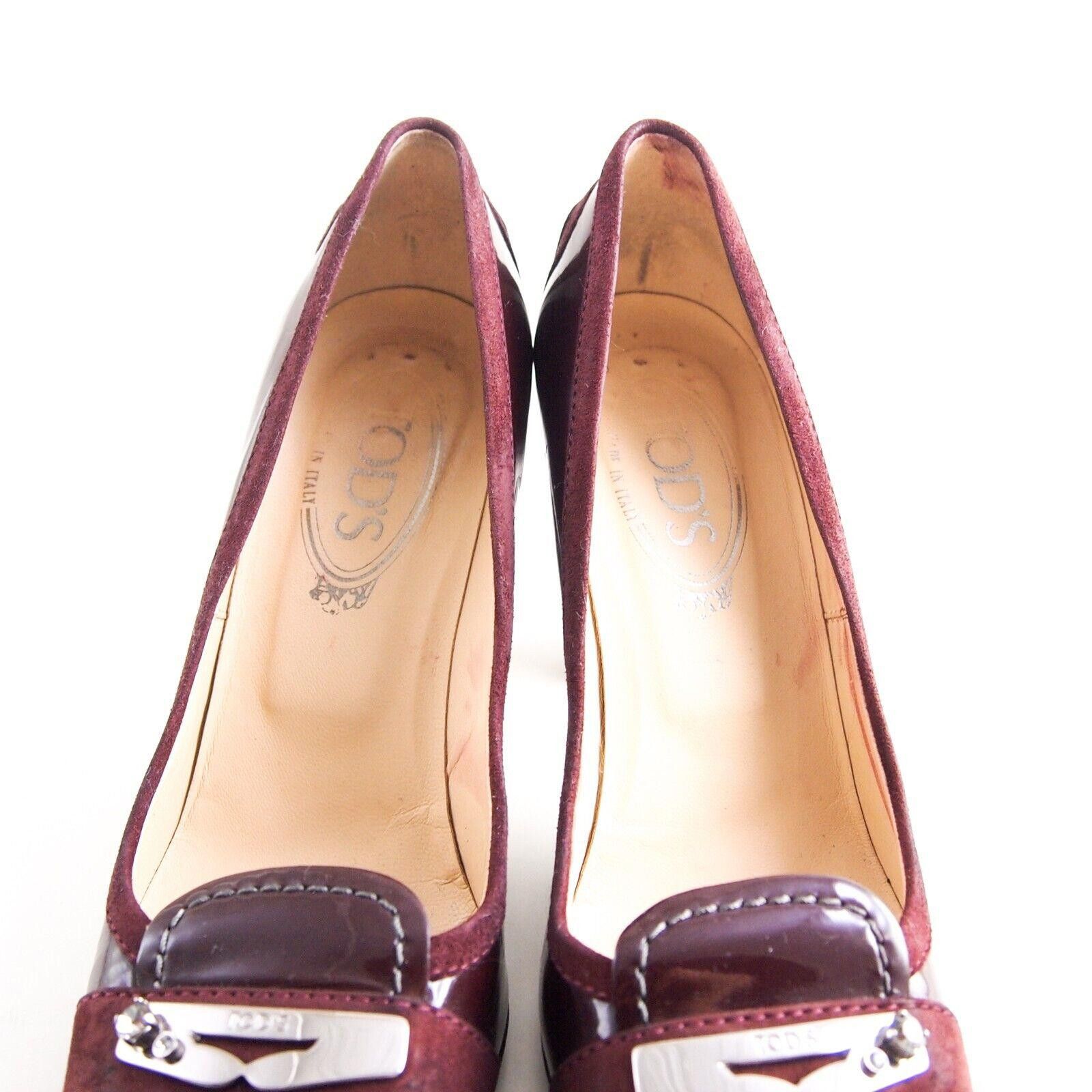Tod's Tod's Heels Pumps Burgundy Leather Womens US 7.5 EU 37.5 Size US 7.5 / IT 37.5 - 4 Thumbnail