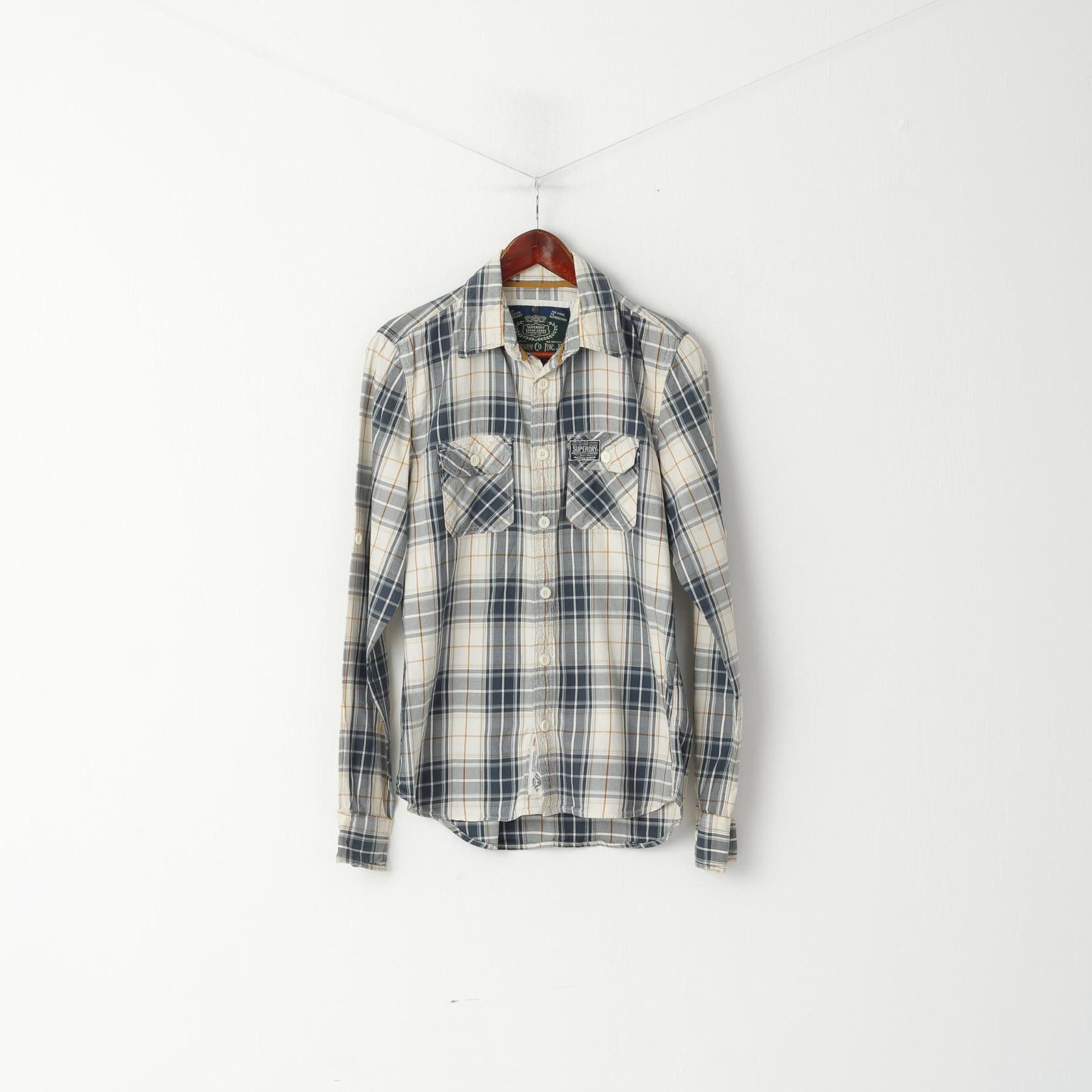 Superdry Superdry Men M Casual Shirt Beige Check 6354 Size US M / EU 48-50 / 2 - 2 Thumbnail
