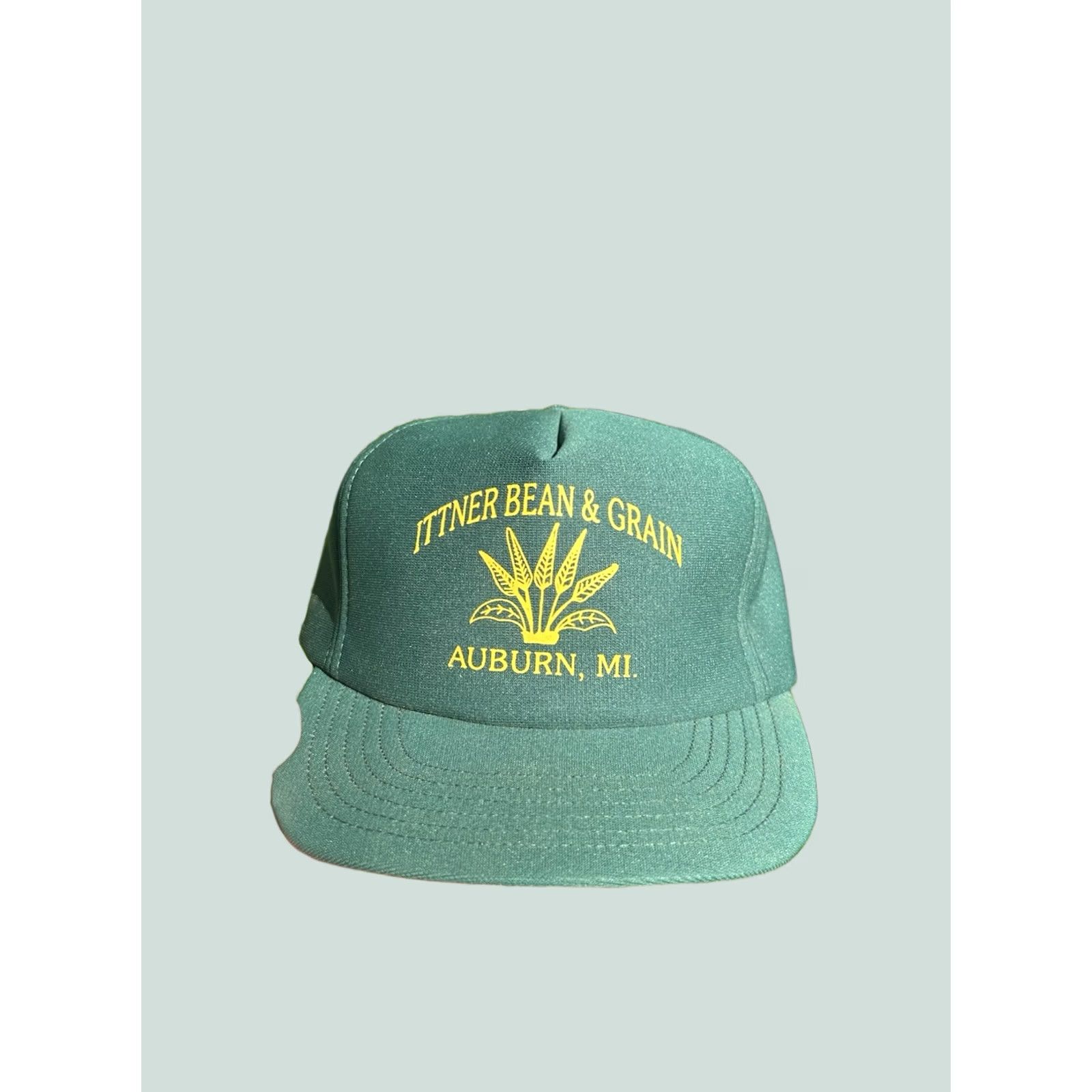 Vintage VINTAGE Auburn Snapback Hat Cap Men Adjustable Green USA Michigan 80s Ittner bean & grain auburn farm USA Size ONE SIZE - 1 Thumbnail