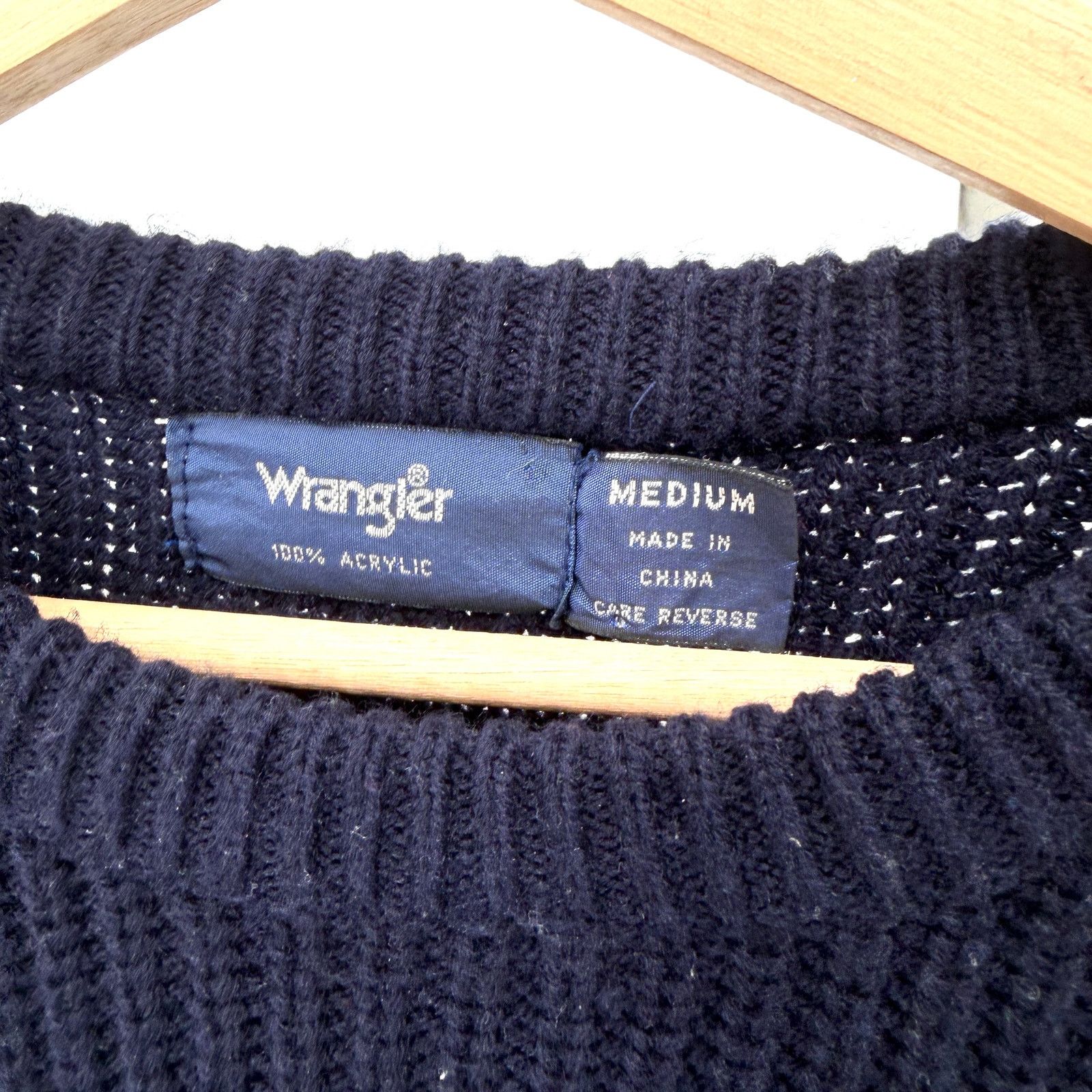 Wrangler Vintage 90s Navy Green Red Block Striped Knit Sweater Size US M / EU 48-50 / 2 - 4 Thumbnail