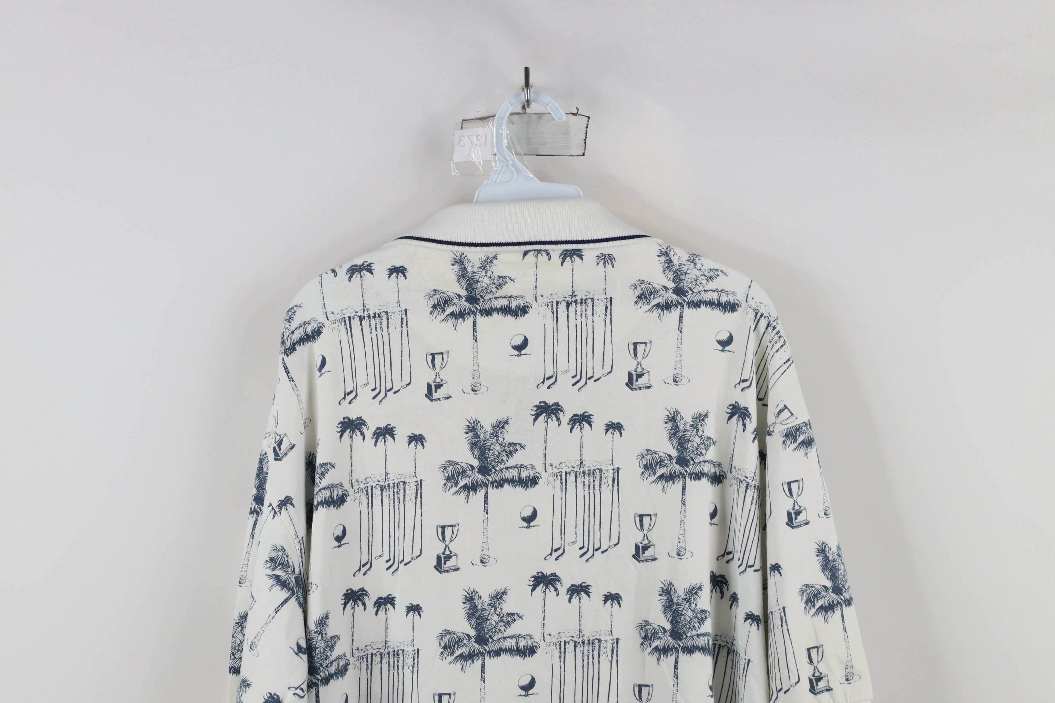Vintage Vintage 90s All Over Print Golf Palm Tree Polo Shirt White Size US XXL / EU 58 / 5 - 13 Thumbnail