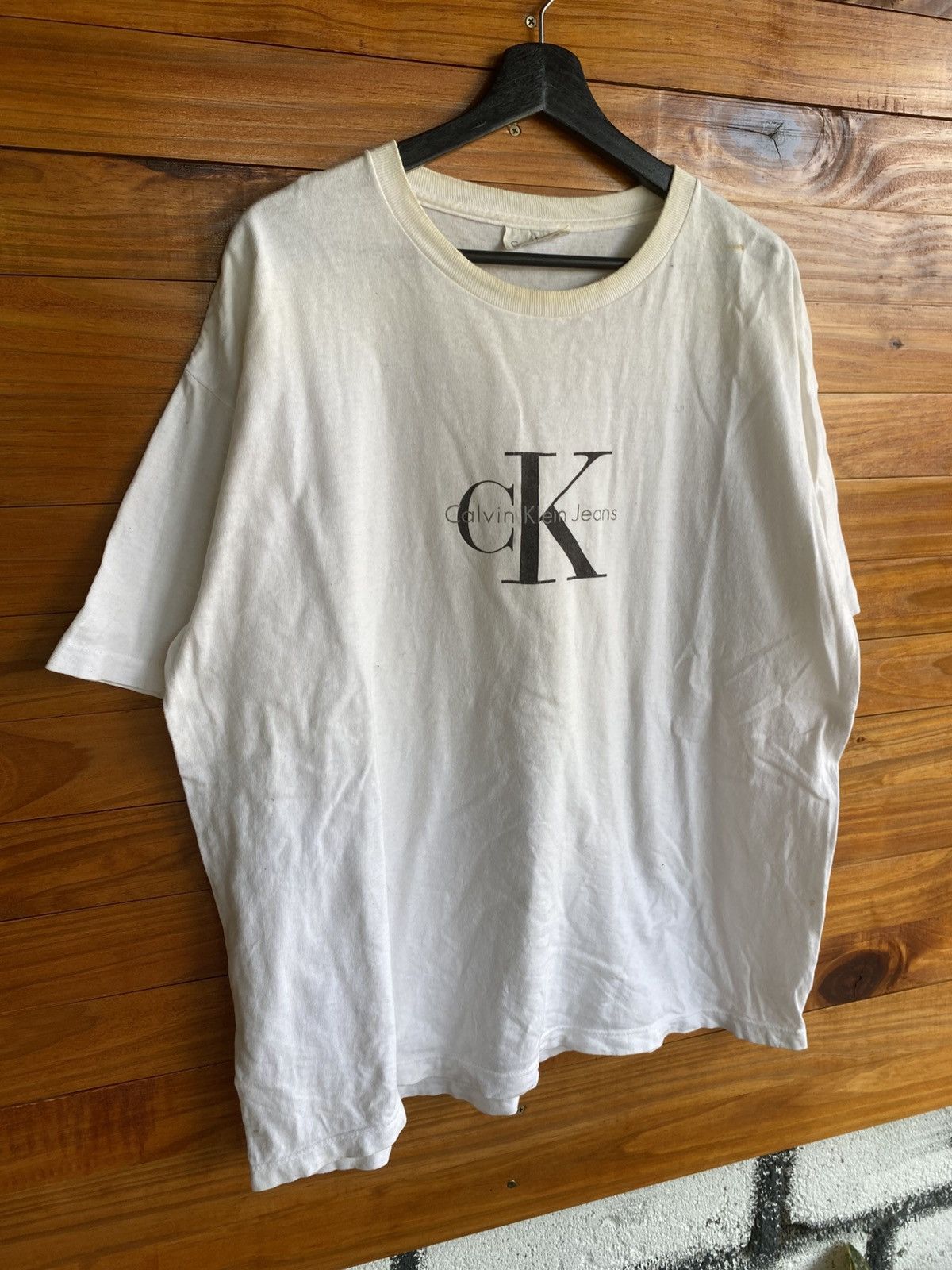 Calvin Klein Vintage Calvin Klein Jeans USA Made T-Shirt White CK Logo Size US XL / EU 56 / 4 - 5 Thumbnail