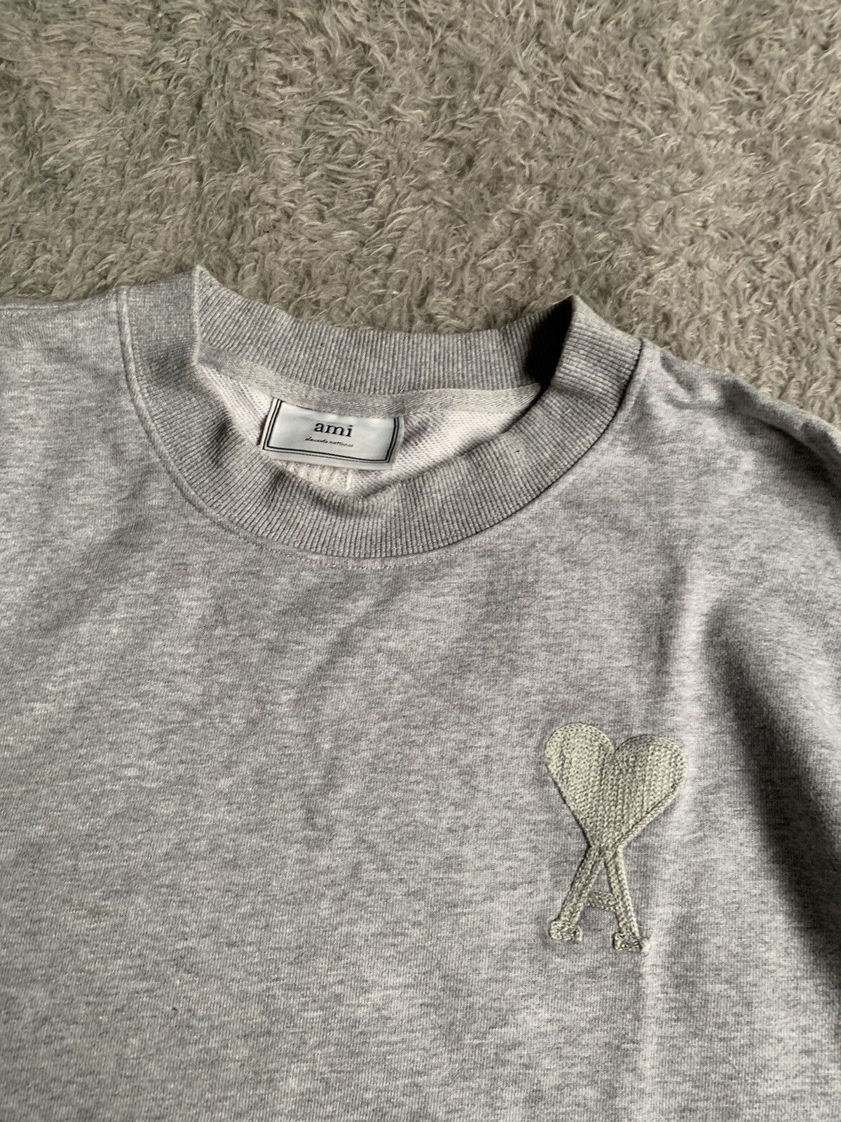 AMI Ami Paris Pocket Logo Gray Crewneck Sweatshirt Size US L / EU 52-54 / 3 - 2 Thumbnail