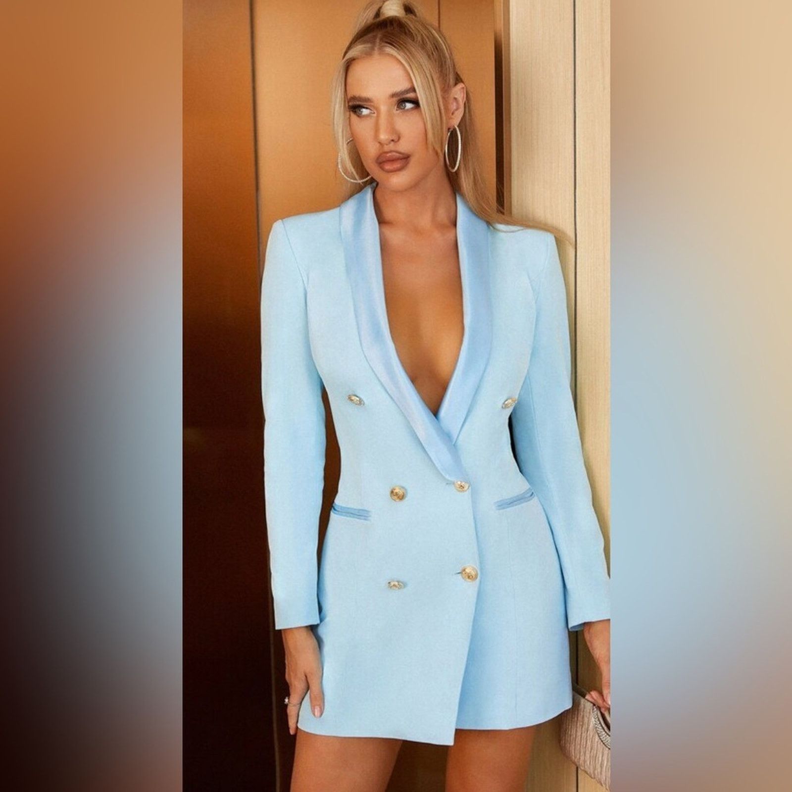 Other Stylish Light Blue Blazer Dress size S Size S / US 4 / IT 40 - 4 Thumbnail