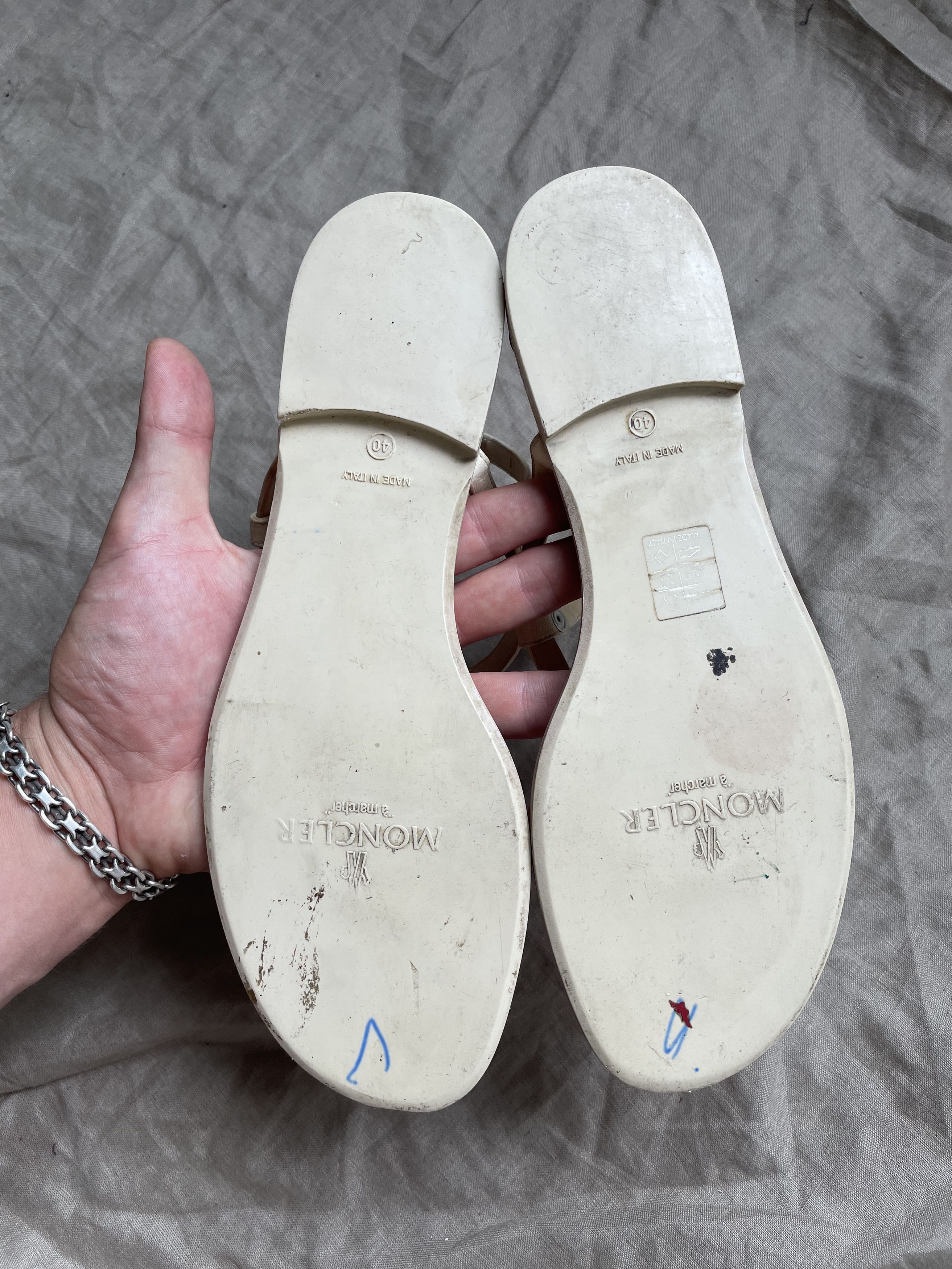 Moncler Moncler Big Logo Leather Sandals 7067AC Size US 10 / IT 40 - 10 Thumbnail