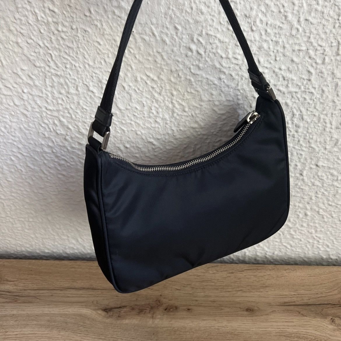 Prada AUTHENTIC PRADA DARK BLACK RE-NYLON HOBO HANDLE BAG Size ONE SIZE - 3 Thumbnail