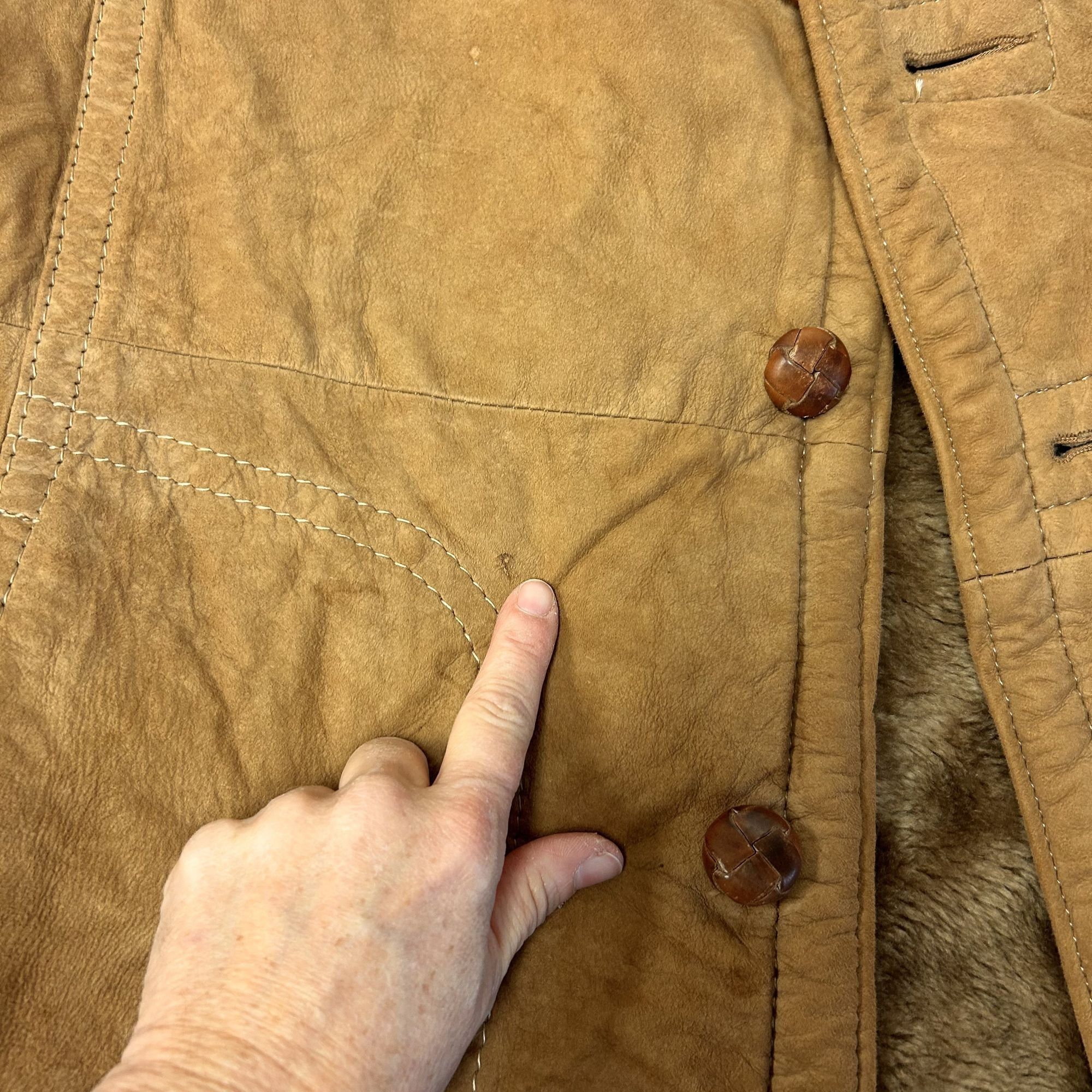Other 70's Bunker Ramo Borg SHERPA Nubuck Leather Suede Jacket L Size US XL / EU 56 / 4 - 15 Thumbnail