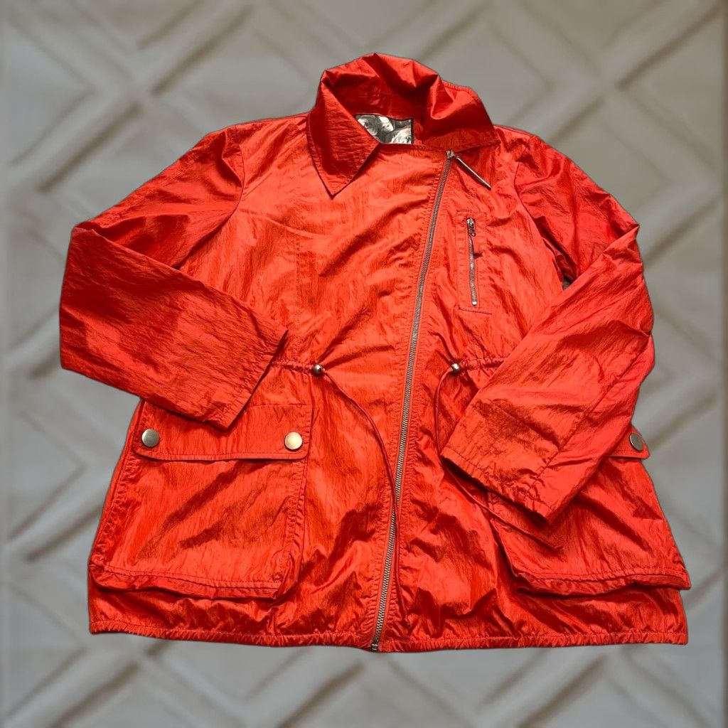 Kensie Windbreaker Jacket Womens M Red Softshell Nylon Mid-Length with Pockets