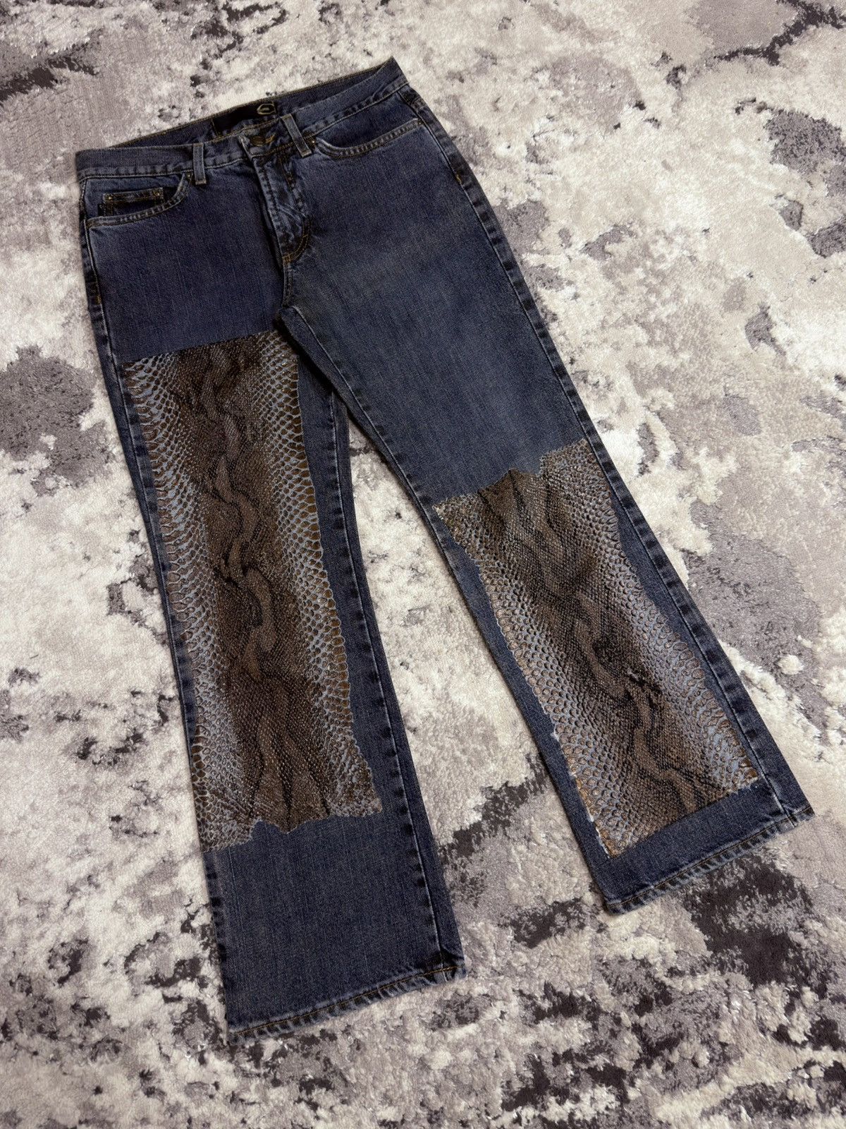 Vintage Just Cavalli Snake Skin Flare Jeans Dolce LGB Y2K