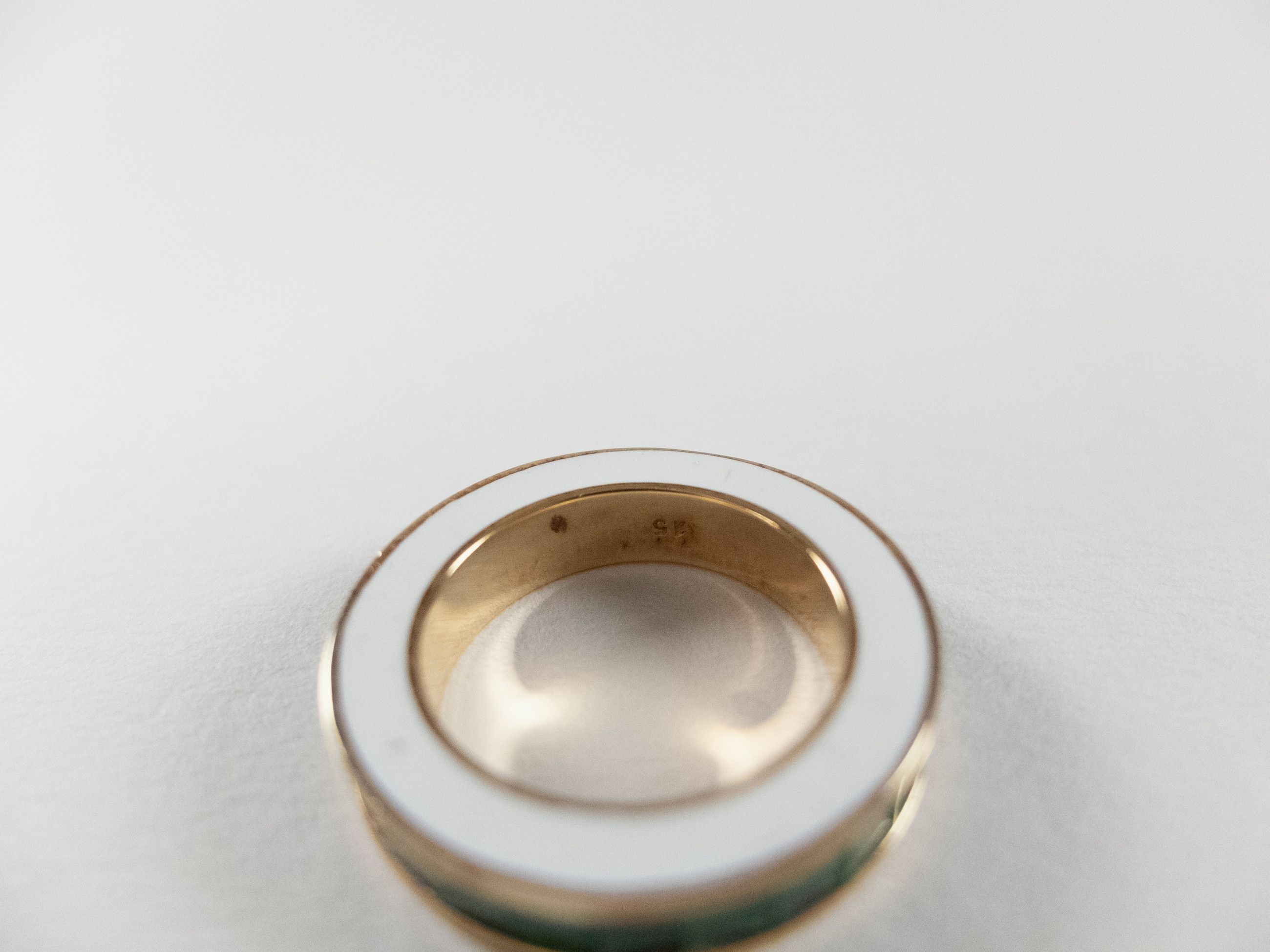 Bottega Veneta BOTTEGA VENETA Pillar green white silver round ring 7 15 q Size ONE SIZE - 8 Thumbnail