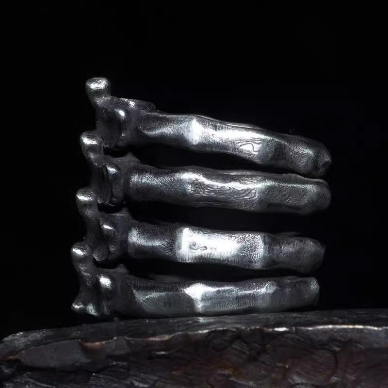 Jewelry Skull Retro Jewelry Rings Open Size Chrome Ring (Size 7-13) Size ONE SIZE - 4 Thumbnail