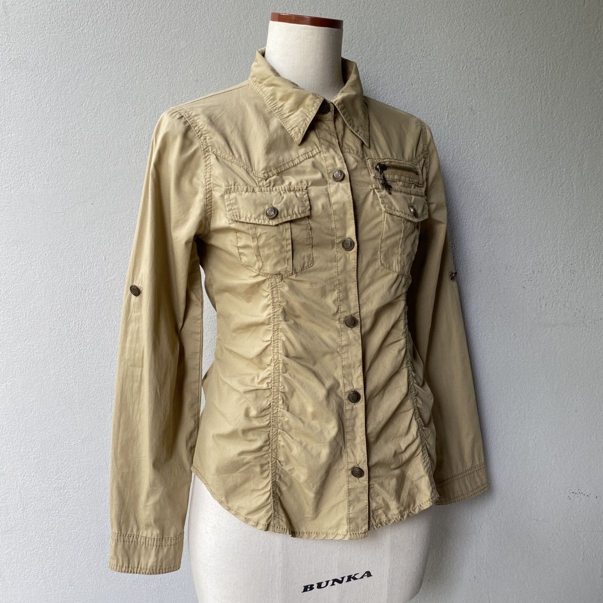 Japanese Brand Y2K PUNK SKY bumble Beige Utility Shirt Size M / US 6-8 / IT 42-44 - 13 Thumbnail
