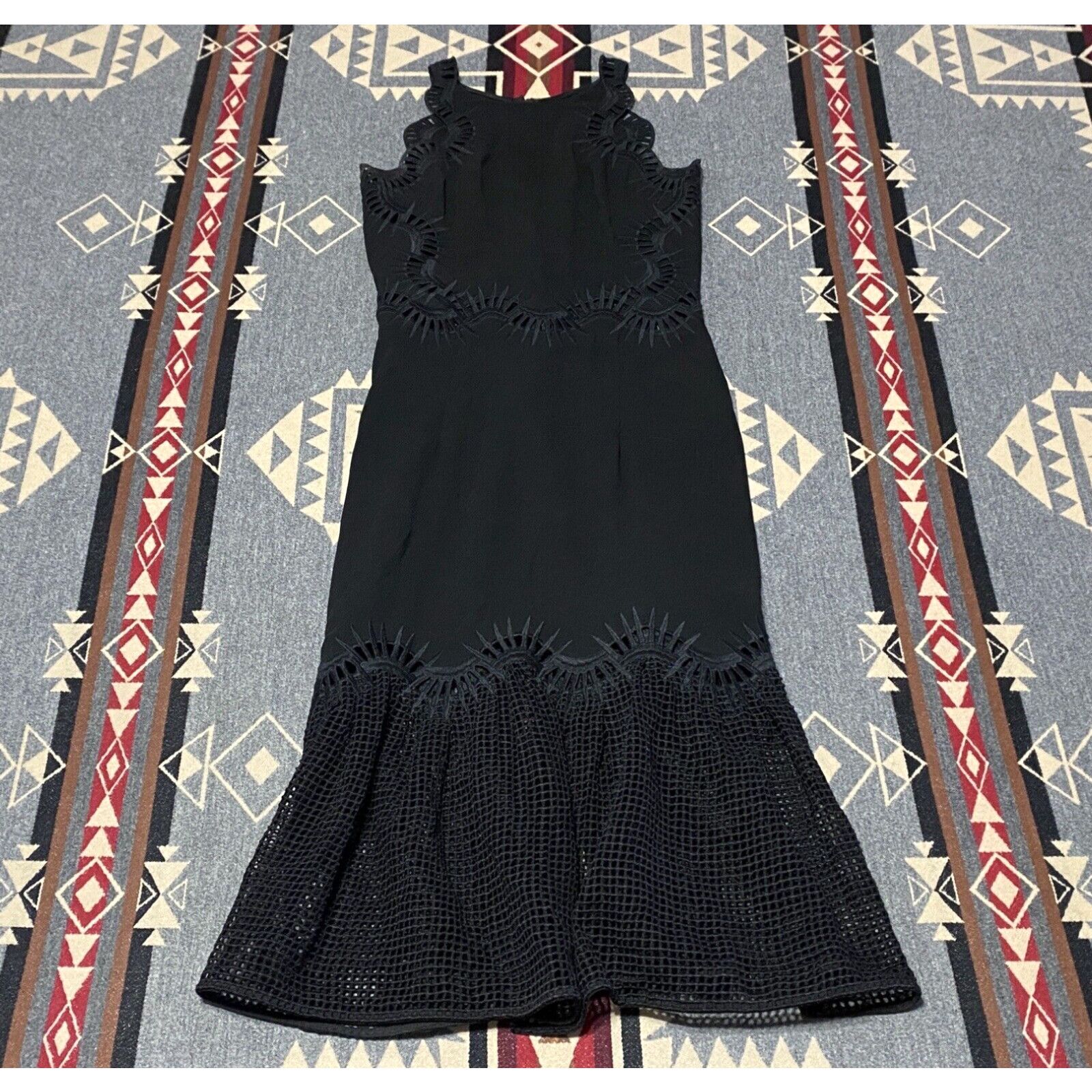 image of Jonathan Simkhai Black V-Neck Dress Lace Appliqué Size 2 Black Womens T74 in White