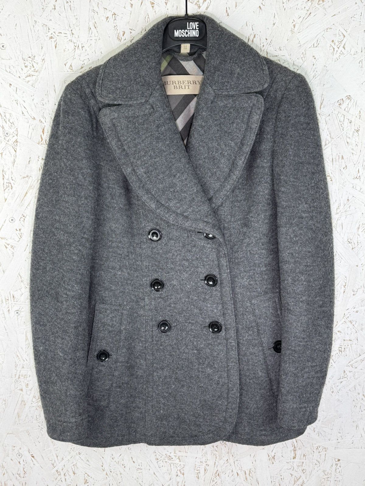 Burberry Burberry Brit Wool Pea Coat Grey Nova Check Lining IT40 US4 Size XS / US 0-2 / IT 36-38 - 1 Thumbnail
