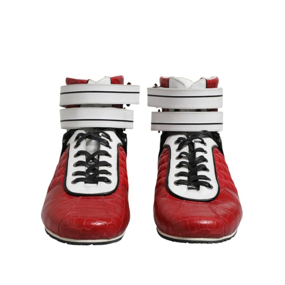 Dolce & Gabbana Dolce & Gabbana Red Quilted Leather Lace Up Sneakers Shoes Size US 11 / EU 44 - 2 Thumbnail