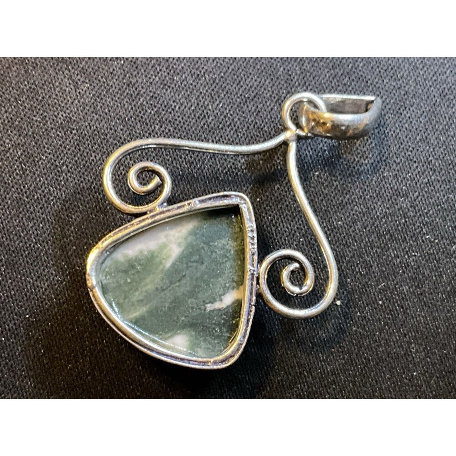 Other 925 Sterling Silver Hand Made Moss Agate Pendant Size ONE SIZE - 6 Thumbnail