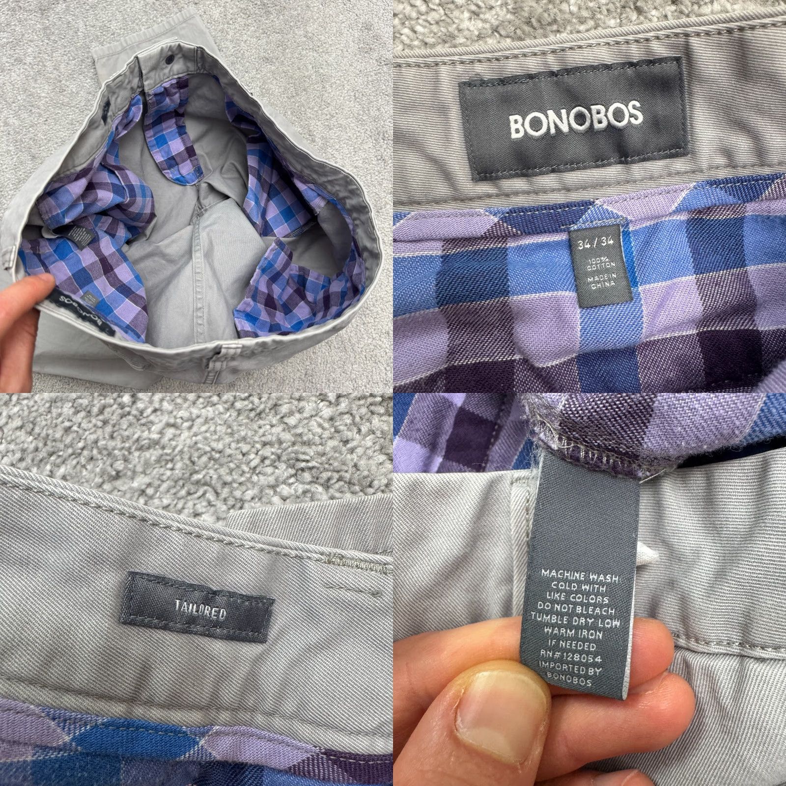 Bonobos Bonobos Chino Pants Straight Leg Mens 34x34 Gray Cotton Flat Front Regular Fit Size US 34 / EU 50 - 9 Thumbnail