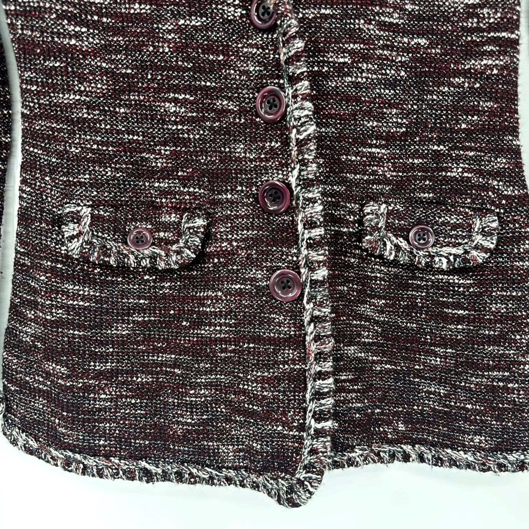 Brooks Brothers Brooks Brothers Womens XS Burgundy Tweed Blazer Jacket Marled Knit Fringe Trim Size XS / US 0-2 / IT 36-38 - 3 Thumbnail