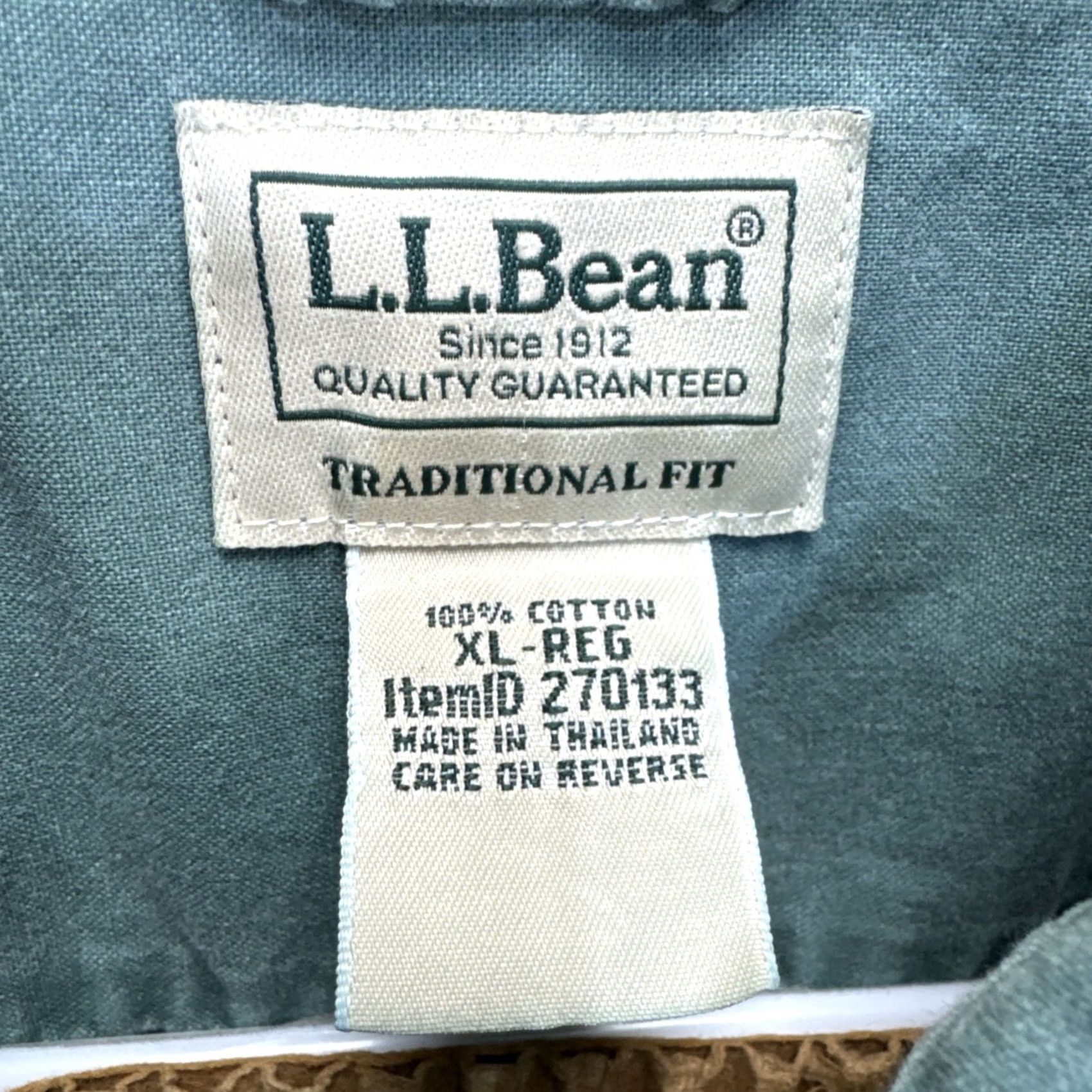 Vintage L.L. Bean Button Down Shirt Mens XL Green Cotton Traditional Fit Heavyweight 270133 Casual Workwear All Seasons Long Sleeve Button-Up Regular Fit Size US XL / EU 56 / 4 - 2 Thumbnail
