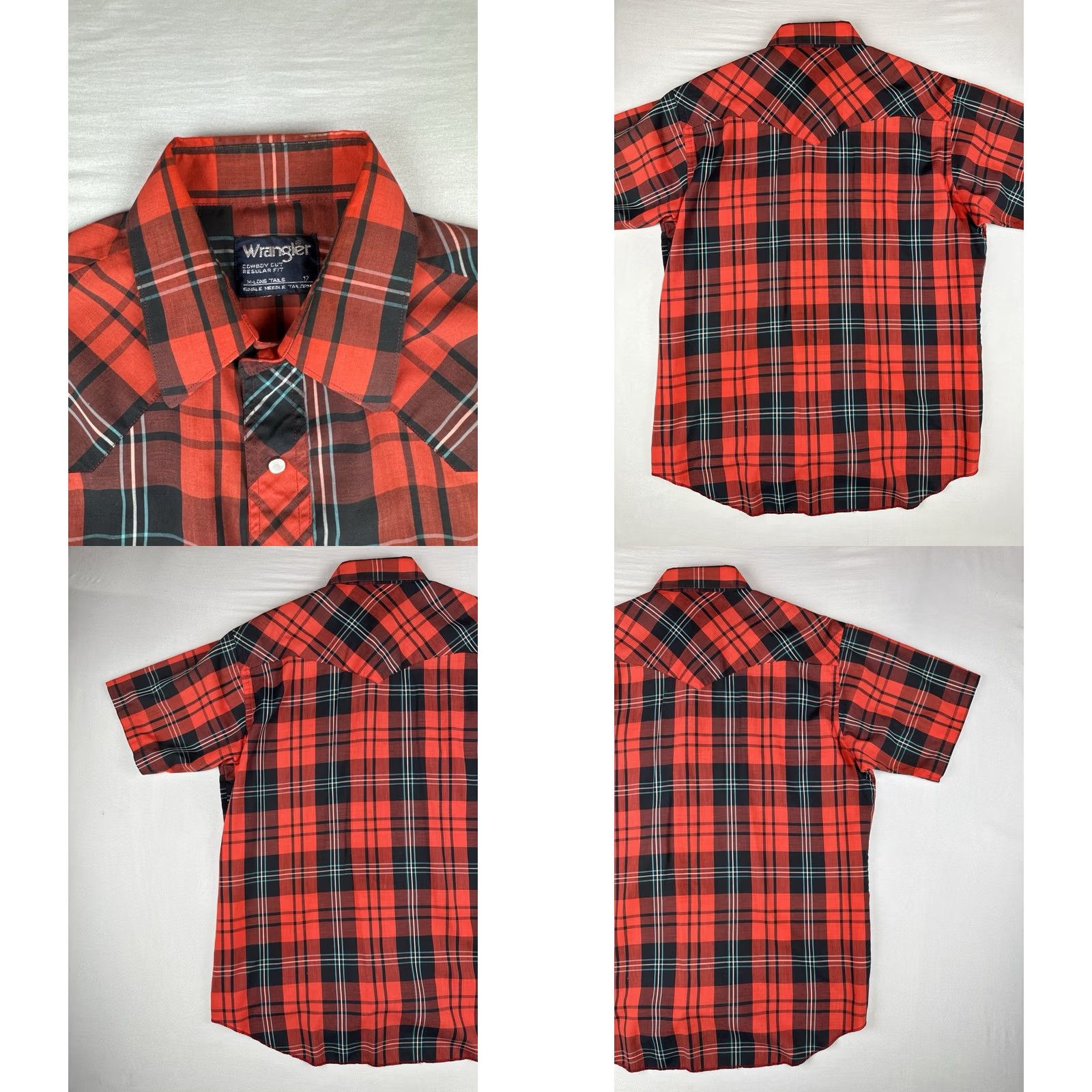 Wrangler VINTAGE Wrangler Western Pearl Snap Shirt Plaid Red Cowboy XL Tall Short Sleeve Mens Size US XL / EU 56 / 4 - 8 Thumbnail
