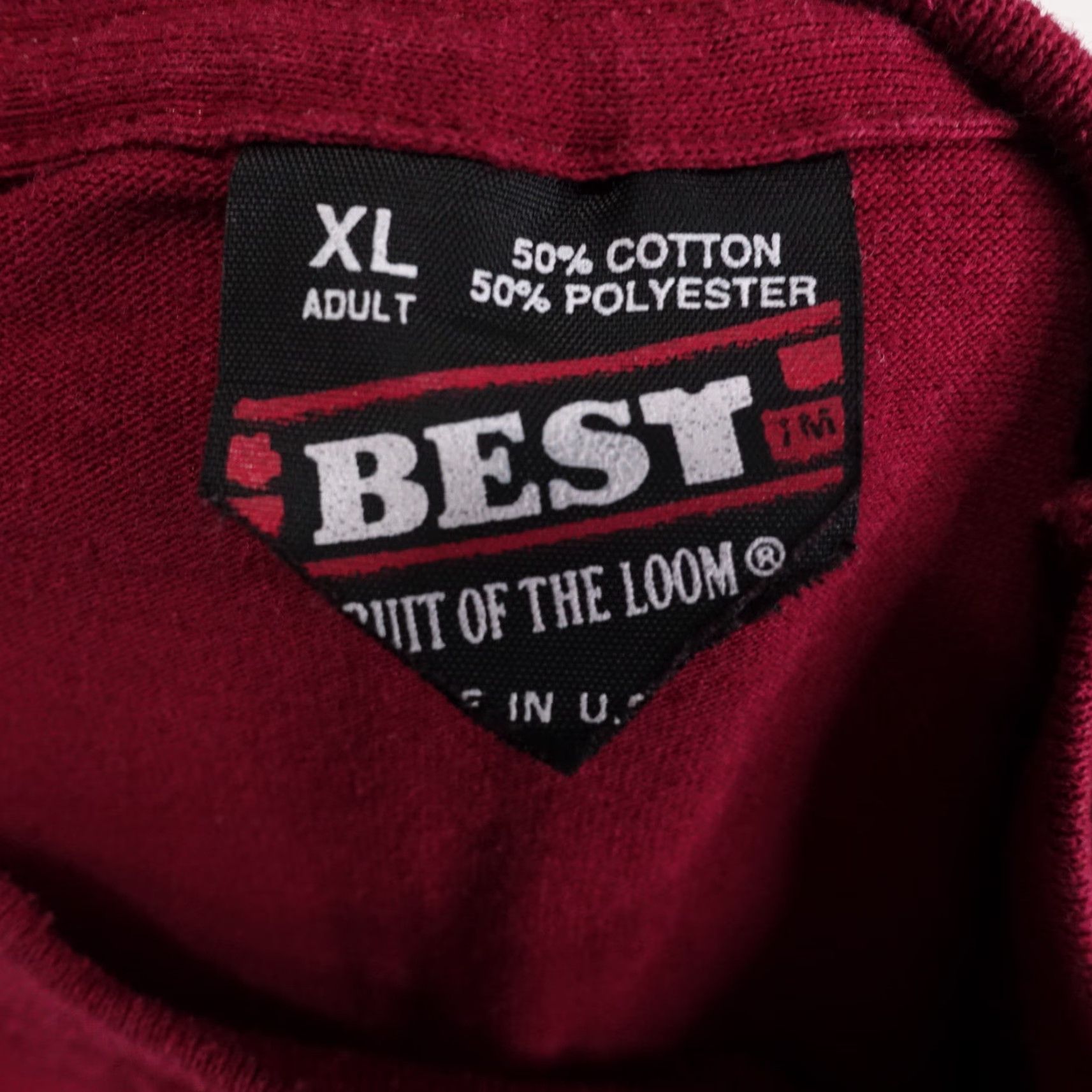 Fruit Of The Loom Vintage Medical Single Stitch USA Made T-Shirt Unisex Adult XL Burgundy Cotton 80s 90s Size US XL / EU 56 / 4 - 8 Thumbnail