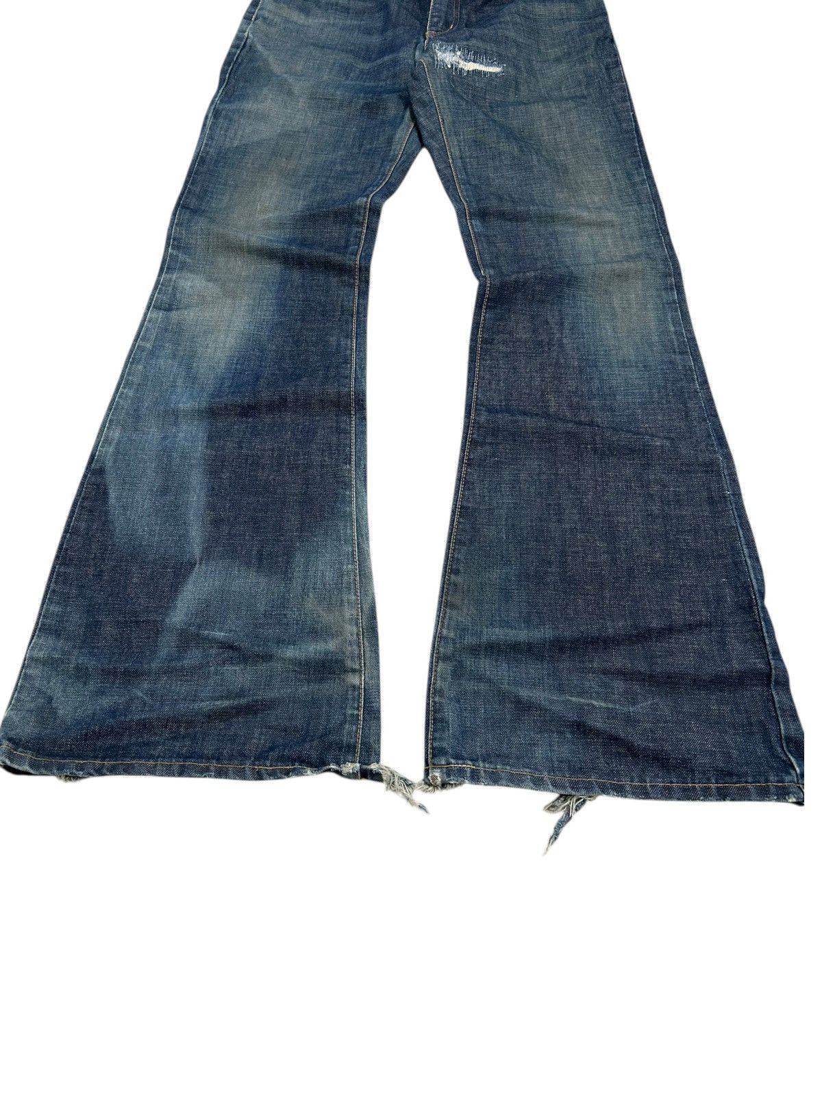 Edwin × Hysteric Glamour × Japanese Brand Vintage Edwin 800SX Flare Washed Ripped Texture Distressed Size US 29 - 3 Thumbnail