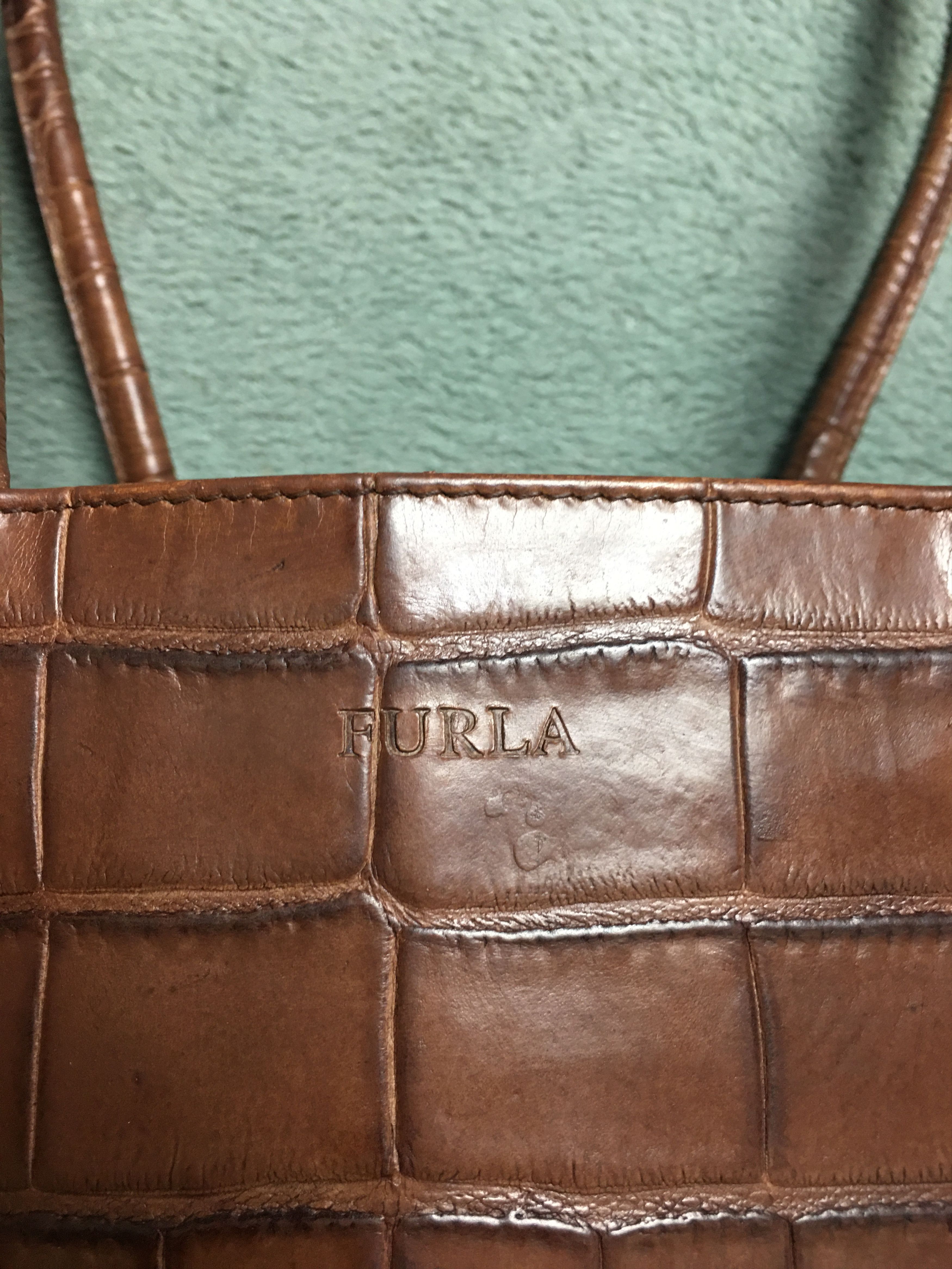 Furla Furla Leather Croco Embossed Brown Tote Bag Size ONE SIZE - 3 Thumbnail