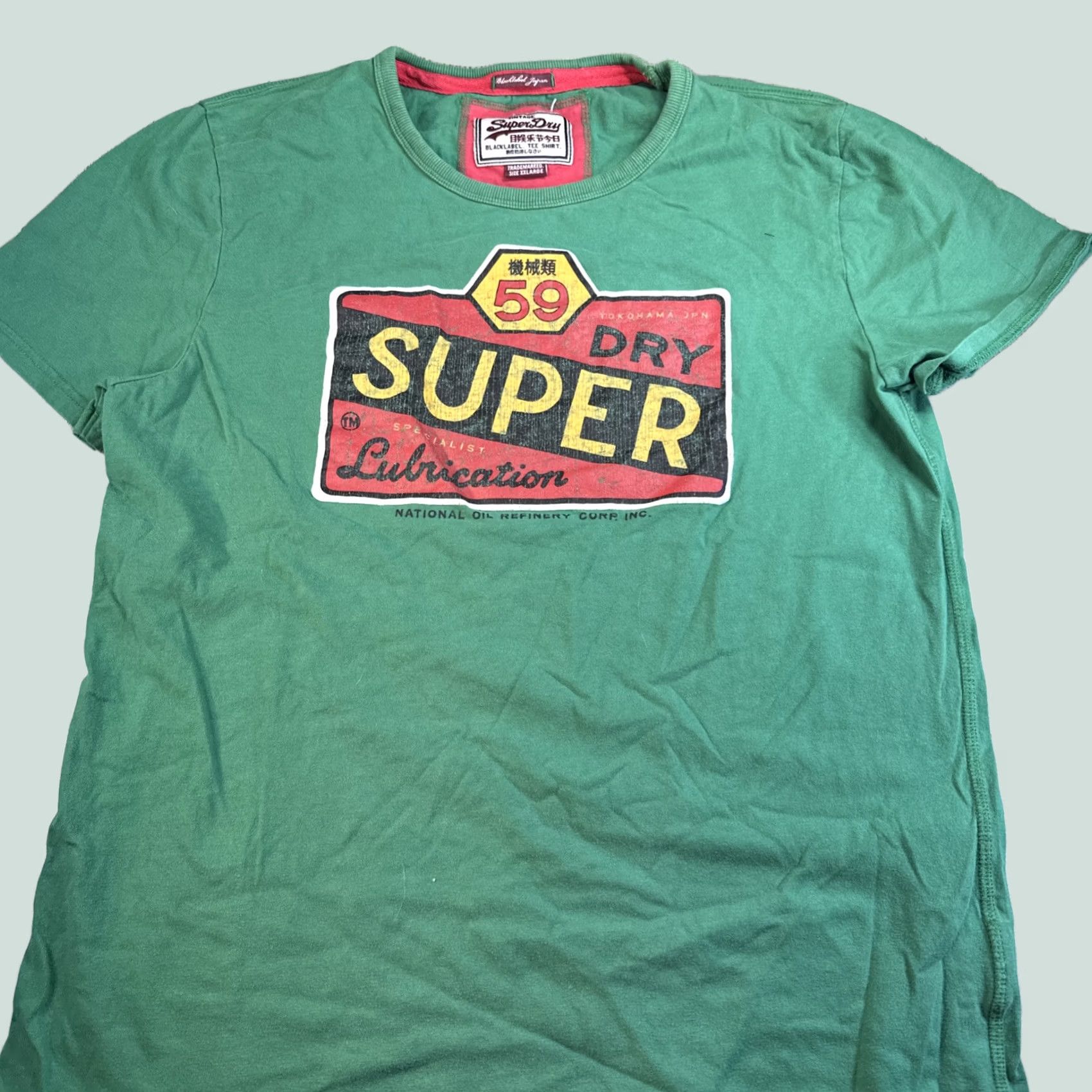 Superdry VINTAGE Superdry T-Shirt Green 2XL Short Sleeve Graphic Tee Mens 1959 Motor Oil Japan Black Label Size US XXL / EU 58 / 5 - 1 Thumbnail
