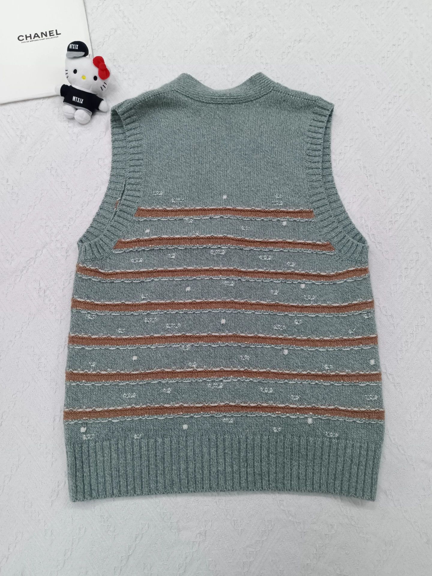 Chanel Chanel Cashmere Green Brown Striped Vest FR36 NWT Size XS / US 0-2 / IT 36-38 - 2 Thumbnail